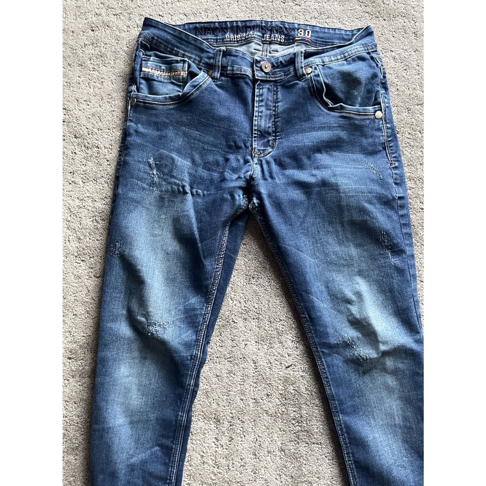 Vintage VINTAGE Naos Industry Jeans Skinny 30x30 Distressed Blue Mens Jeans 30 Regular Cotton Spandex Inseam 30" Distressed Pockets 90s 30 Mens Size US 30 / EU 46 - 4 Thumbnail