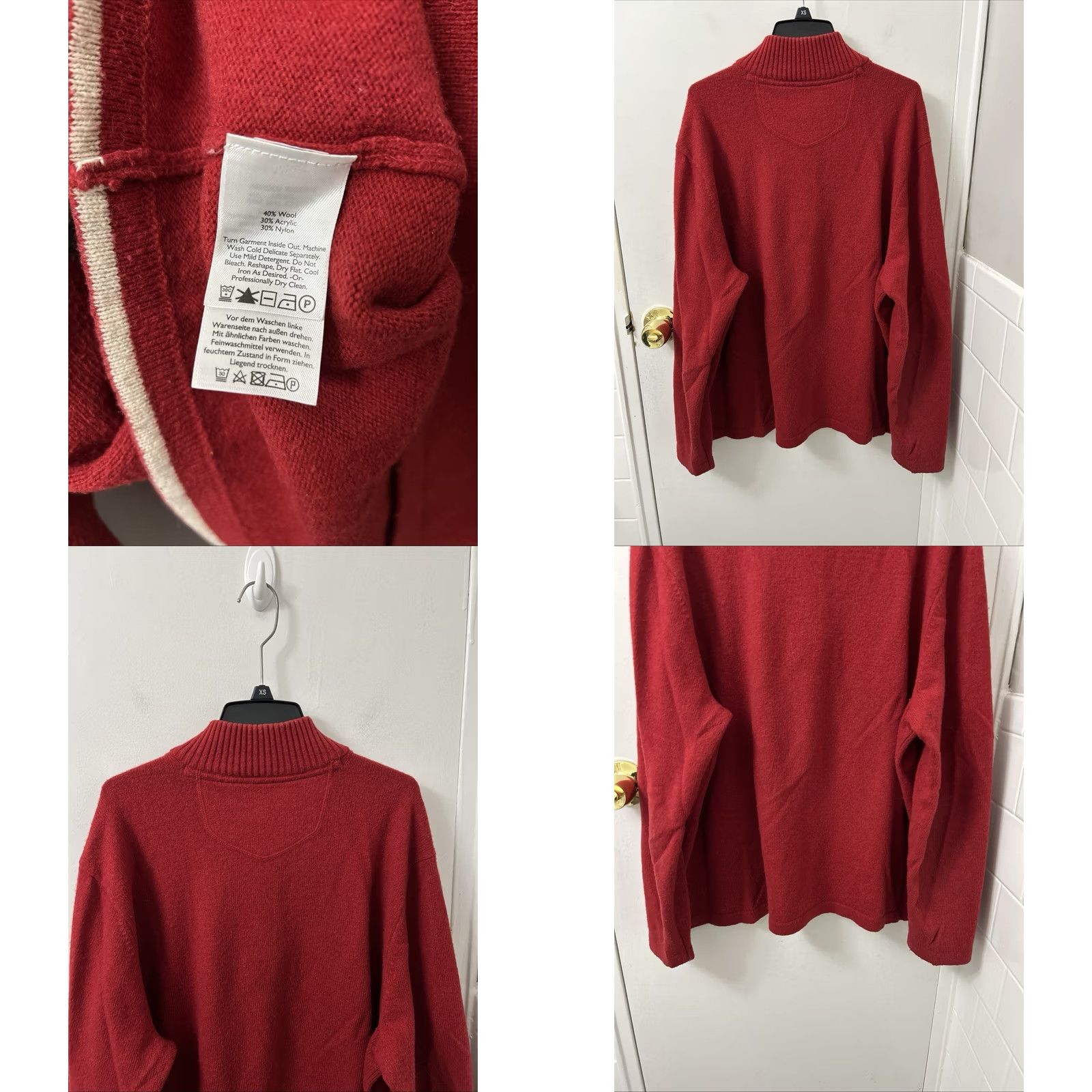 Eddie Bauer Eddie Bauer Sweater Mens XL Red Striped 1/4 Zip Wool Blend Pullover Long Sleeve Size US XL / EU 56 / 4 - 8 Thumbnail