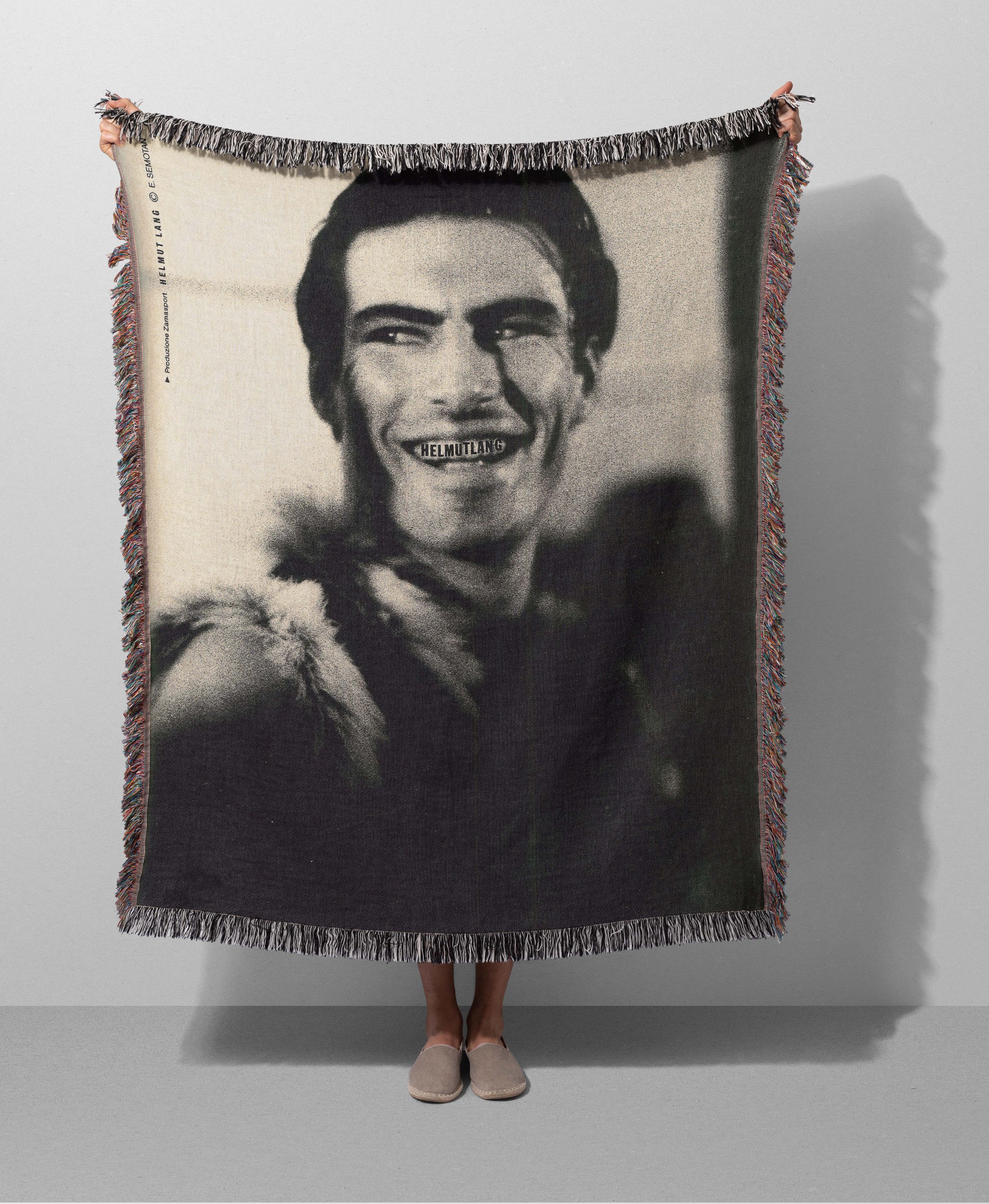 90s Helmut Lang Blanket Woven Jacquard Art Fashion Gift Logo