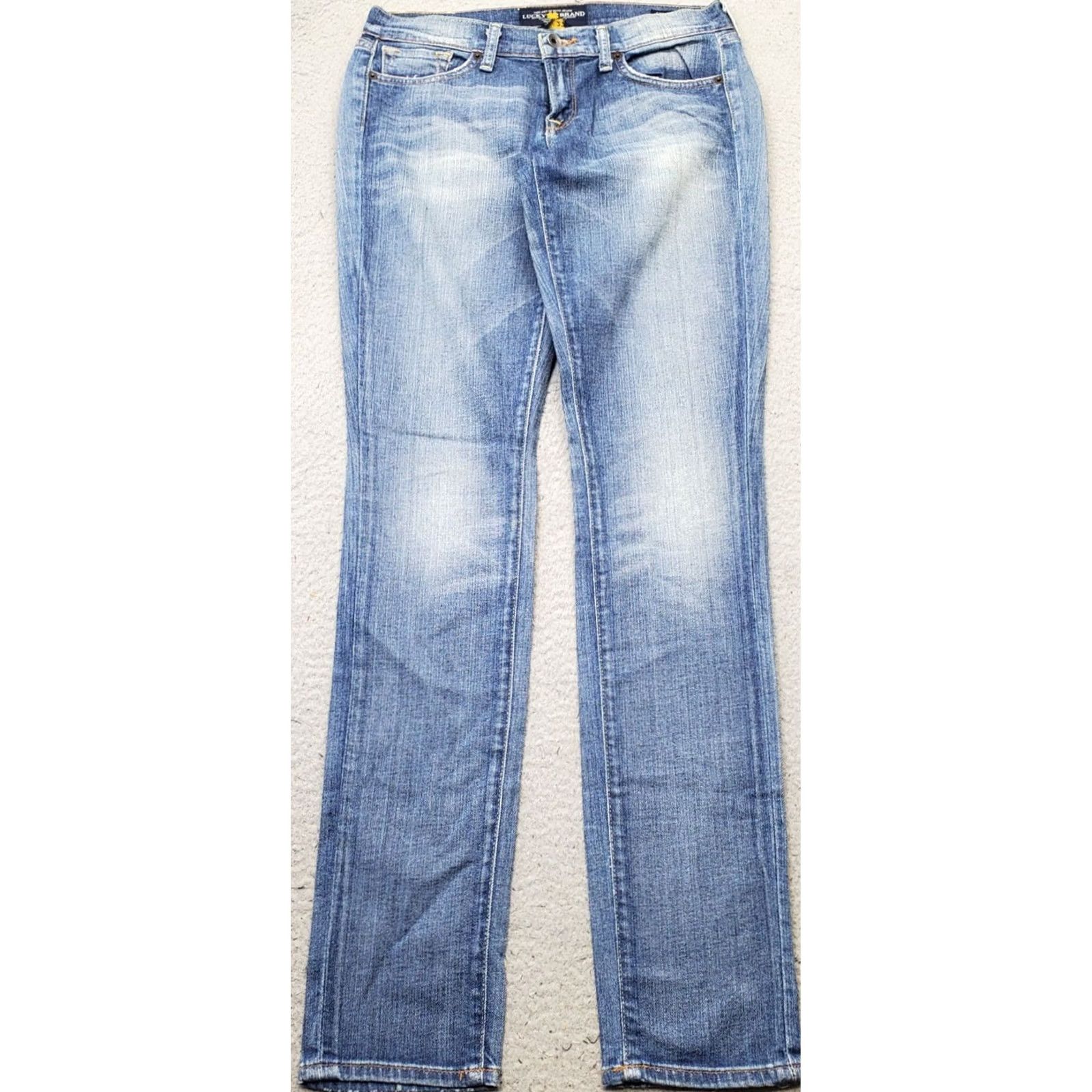 Lucky Brand Lucky Brand Charlie Skinny Jeans Womens 4/27 Blue Denim Faded Stretch Americana Size 27" / US 4 / IT 40 - 2 Thumbnail