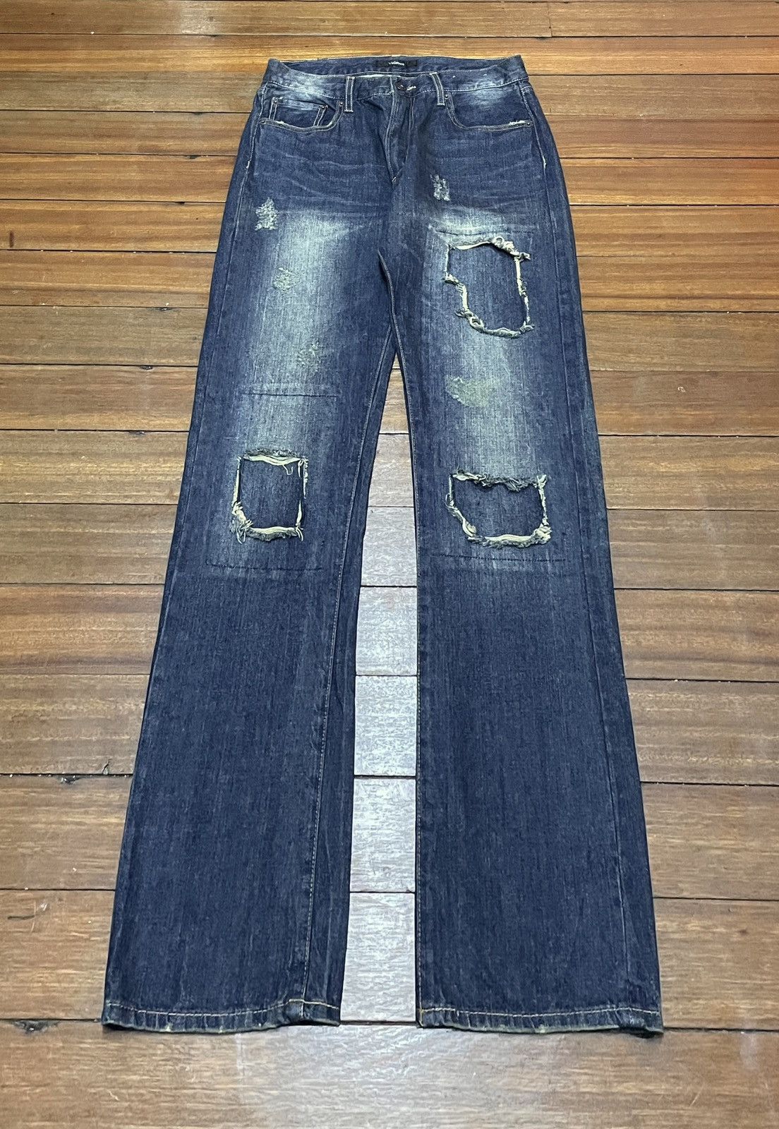 If Six Was Nine Rare Design Vintage Brand Valman Distressed Jeans 2000s Size US 33 - 1 Thumbnail