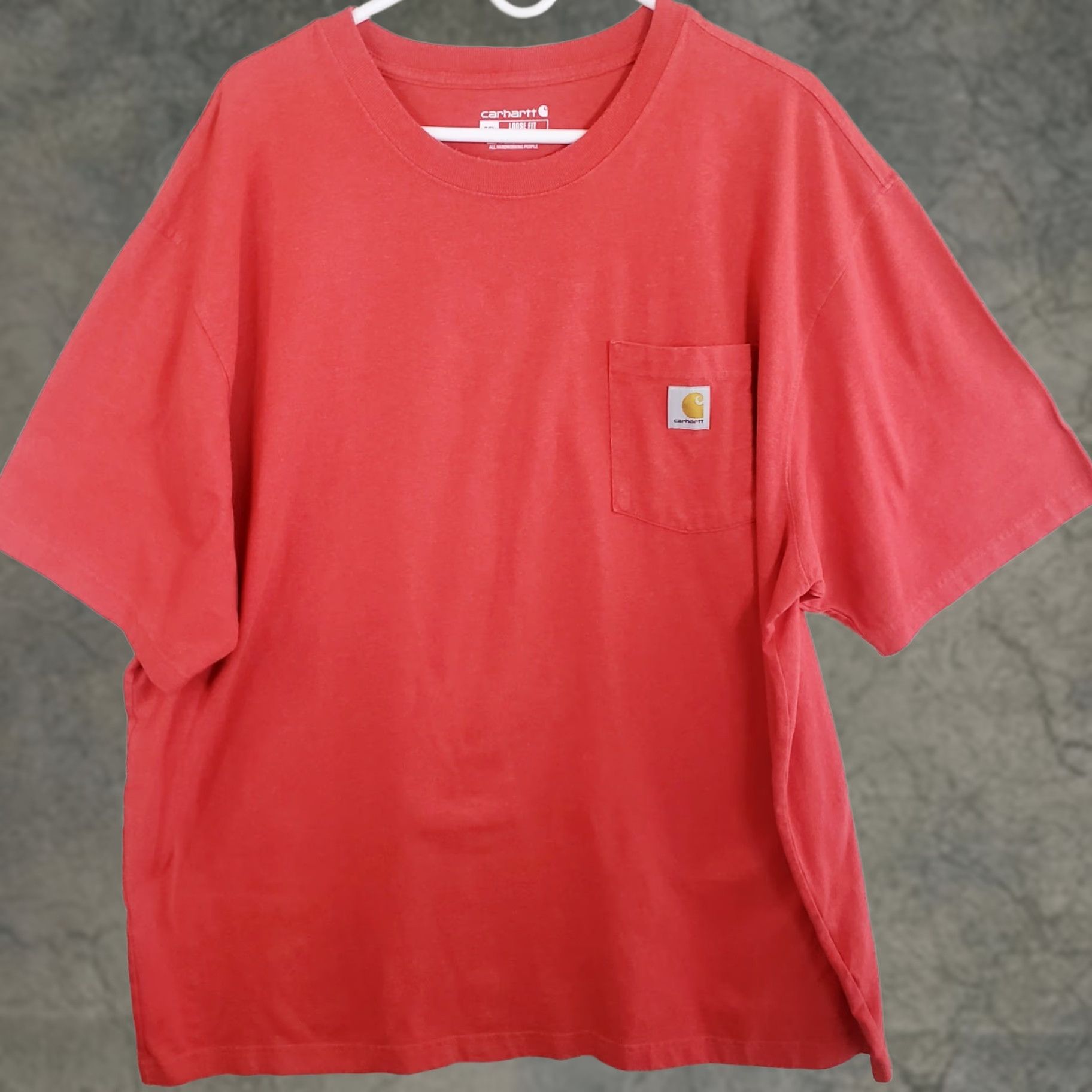 Carhartt Carhartt Pocket Tee Men 2XL Red Short Sleeve Crew Neck Cotton Jersey Logo Pocket Relaxed Fit All Seasons Size US 39 - 1 Thumbnail