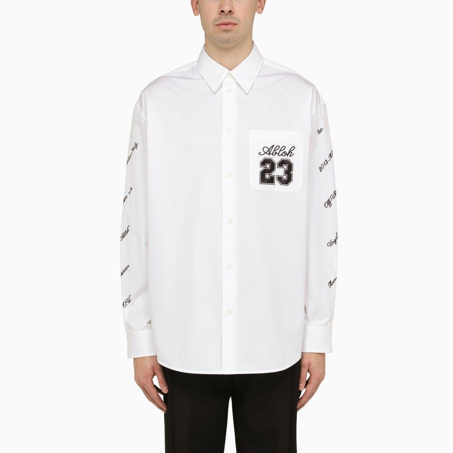 image of Off White O1D2Blof0424 Logo Shirt In White, Men's (Size Medium)