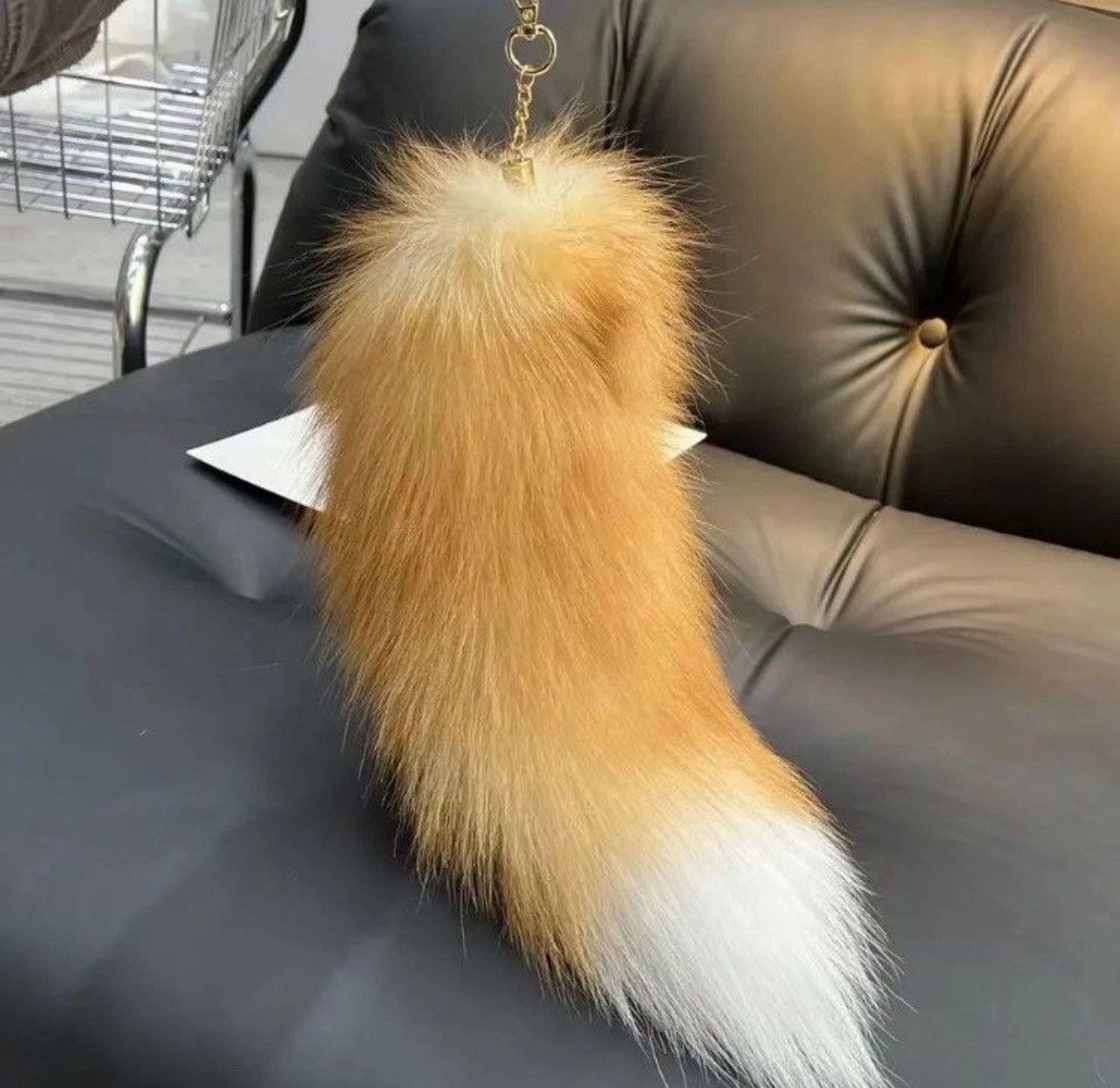 Other Brown White Fox Fur Tail Keychain Pendant / Cosplay Size ONE SIZE - 1 Thumbnail