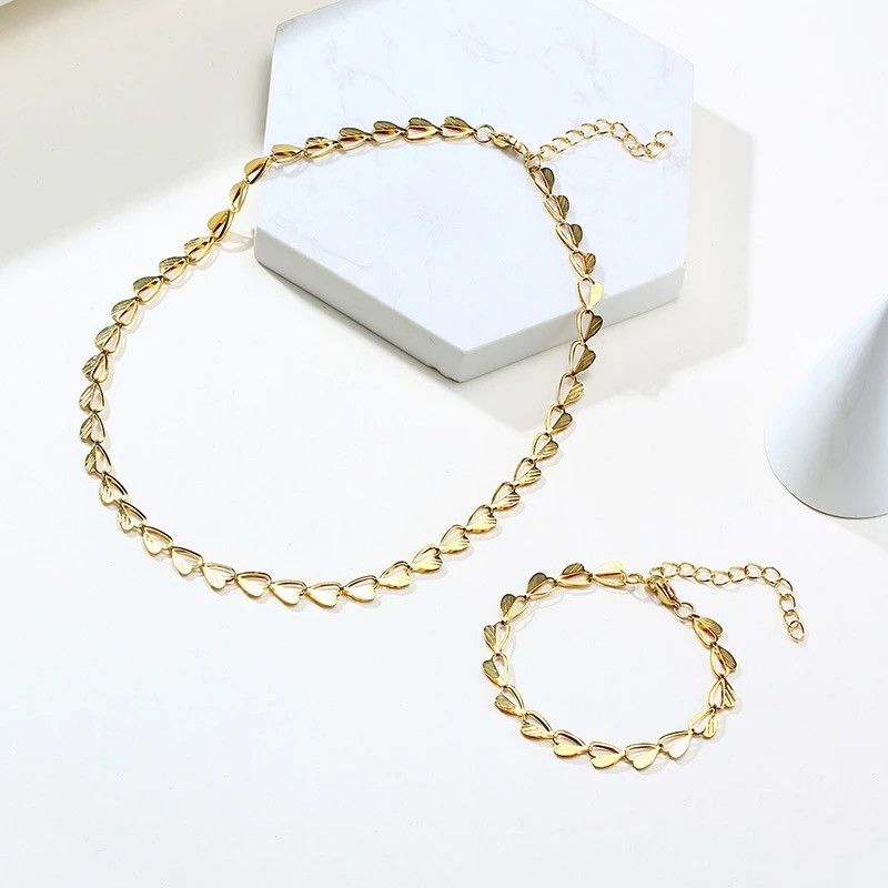 Other Heart Leaves Chain Bracelet and Necklace Size ONE SIZE - 1 Thumbnail