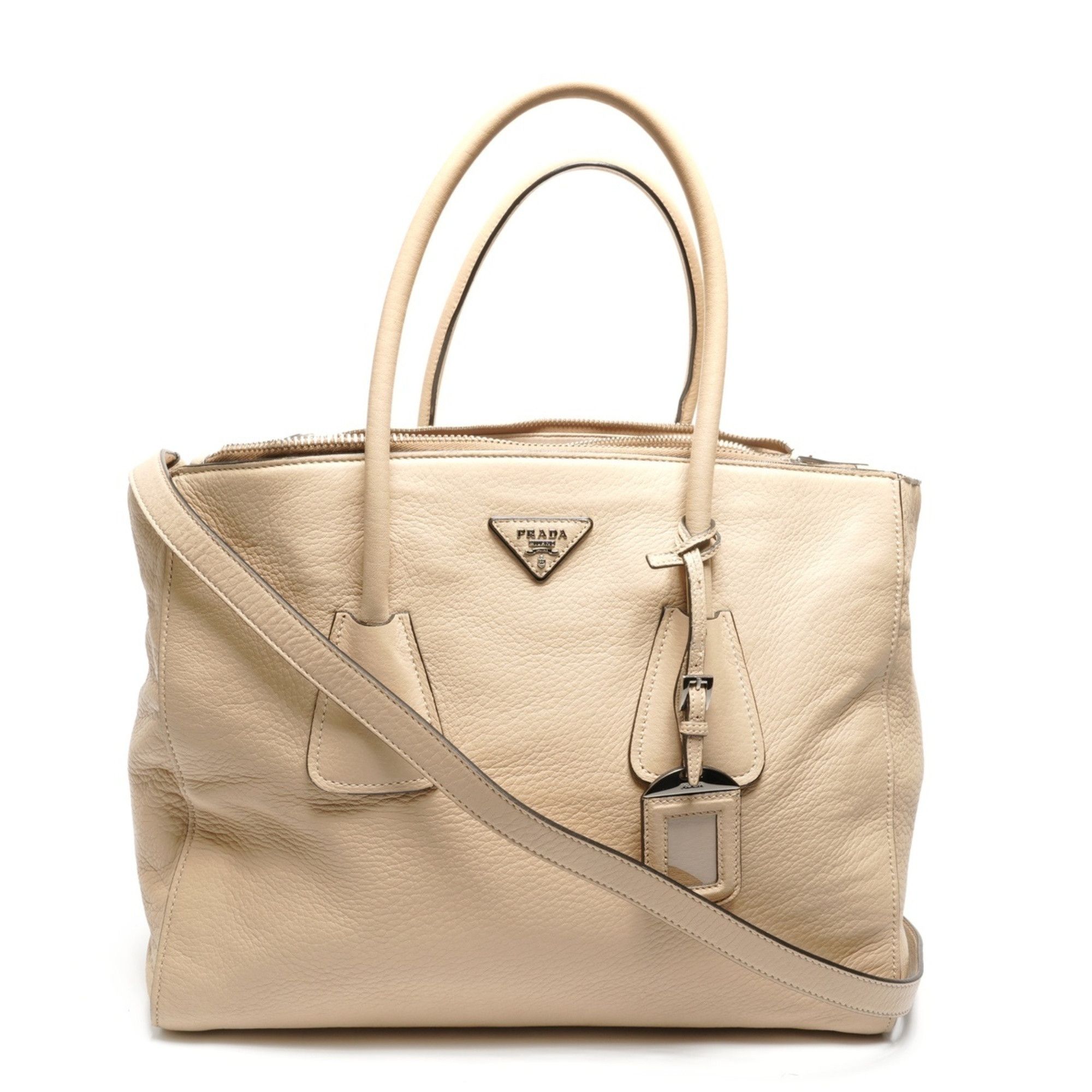 Prada Prada leather 2-way tote bag, beige Size ONE SIZE - 1 Thumbnail
