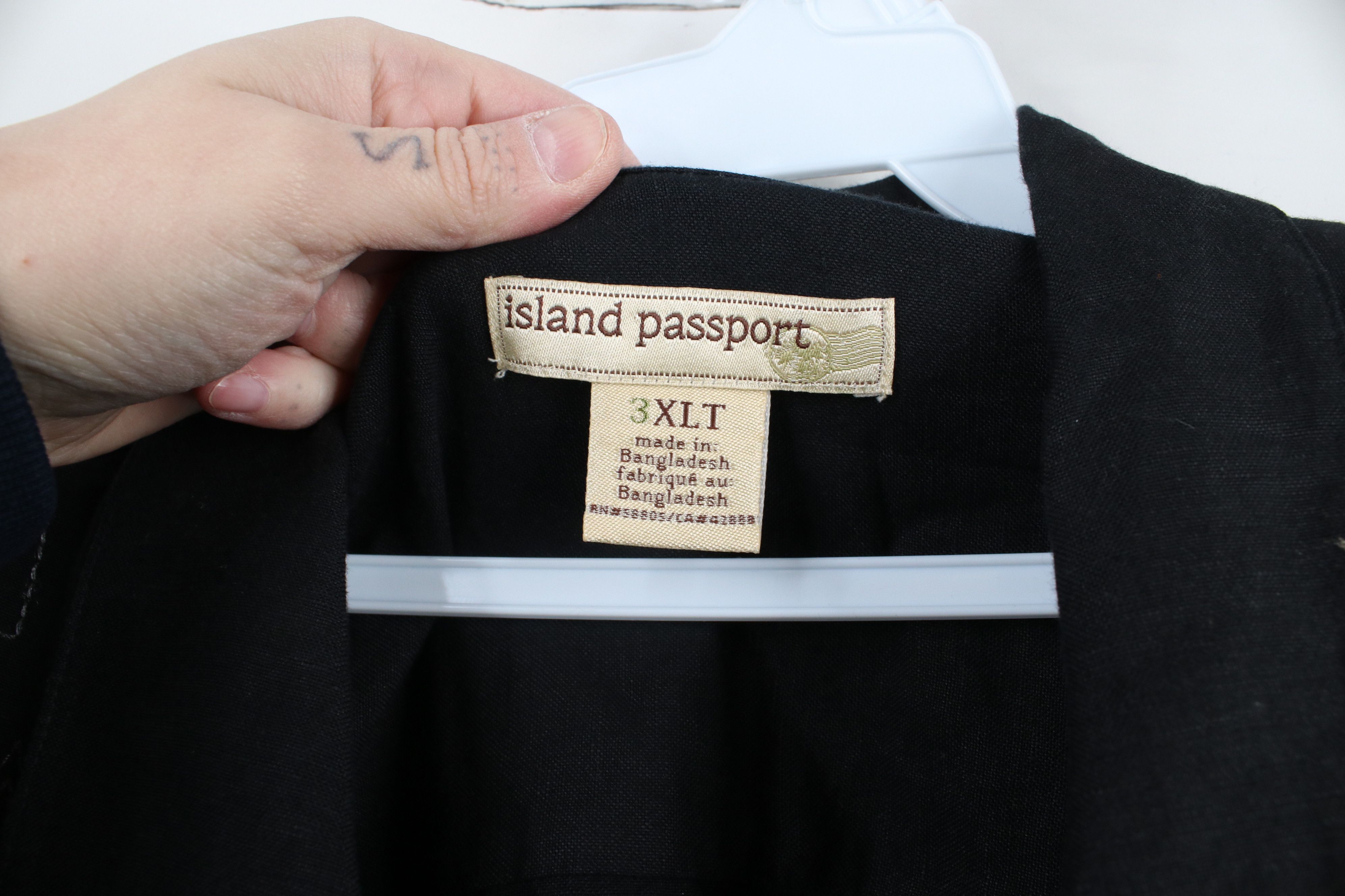 Vintage Vintage Streetwear Looped Collar Linen Button Shirt Black Size US XXL / EU 58 / 5 - 6 Thumbnail