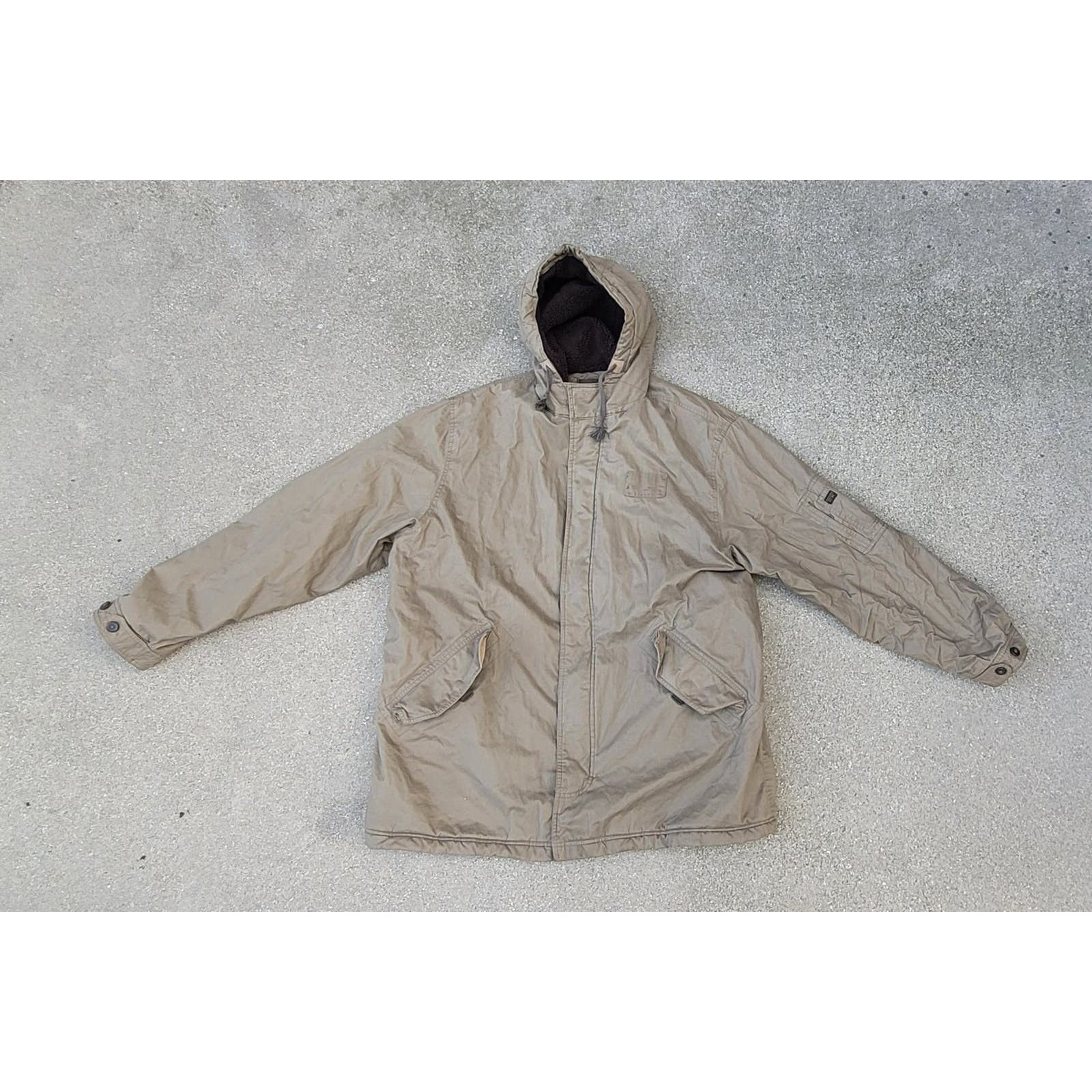 image of Abercrombie Fitch VTG Abercrombie And Fitch Insulated Hooded Jacket in Beige, Men's (Size XL)