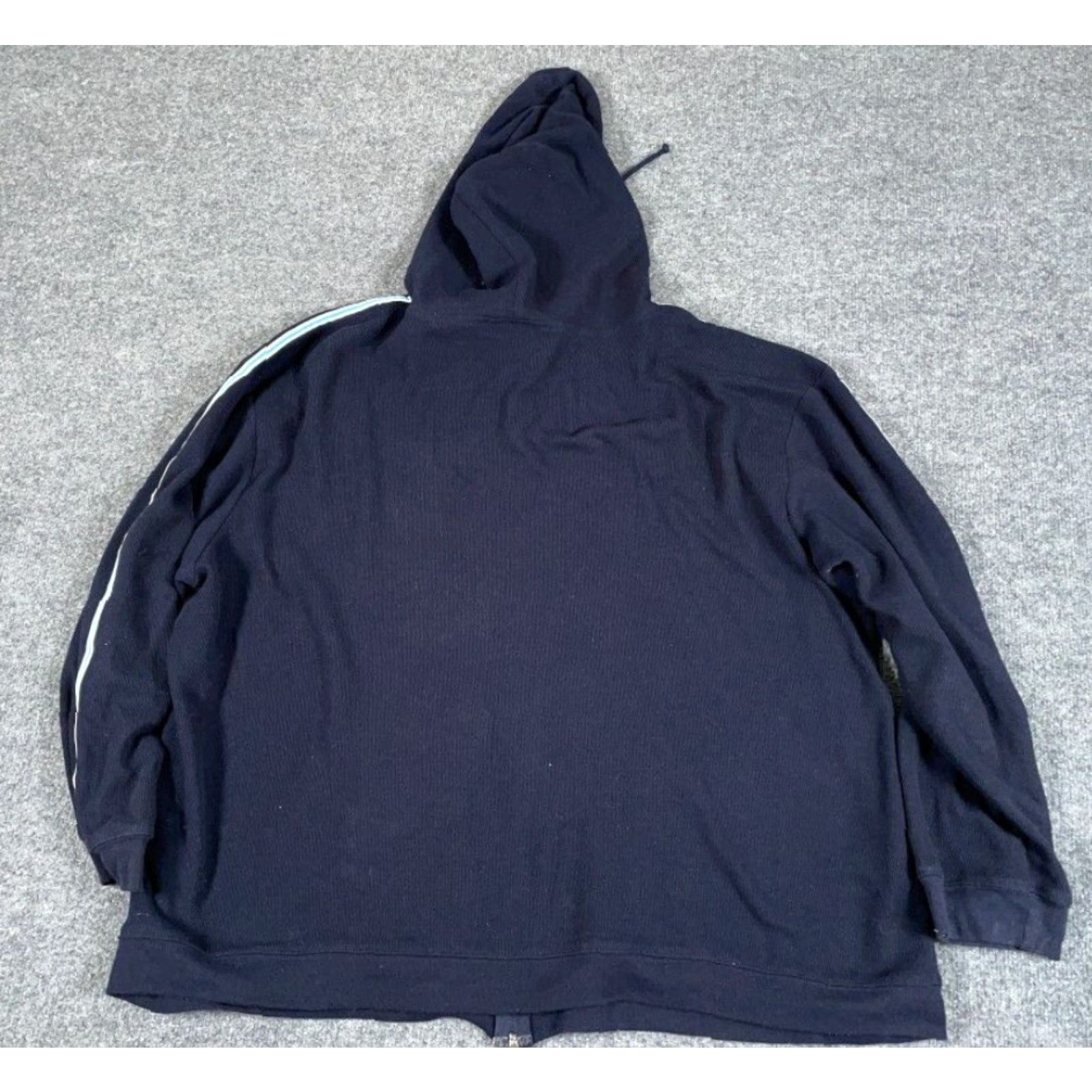 Vintage VTG Y2K Style Zip Hoodie Sweatshirt Women's 26/28 Blue White Striped Hooded Full Zip 90s Hipster Retro Vintage Womens Size 4XL / US 24-26 - 2 Thumbnail