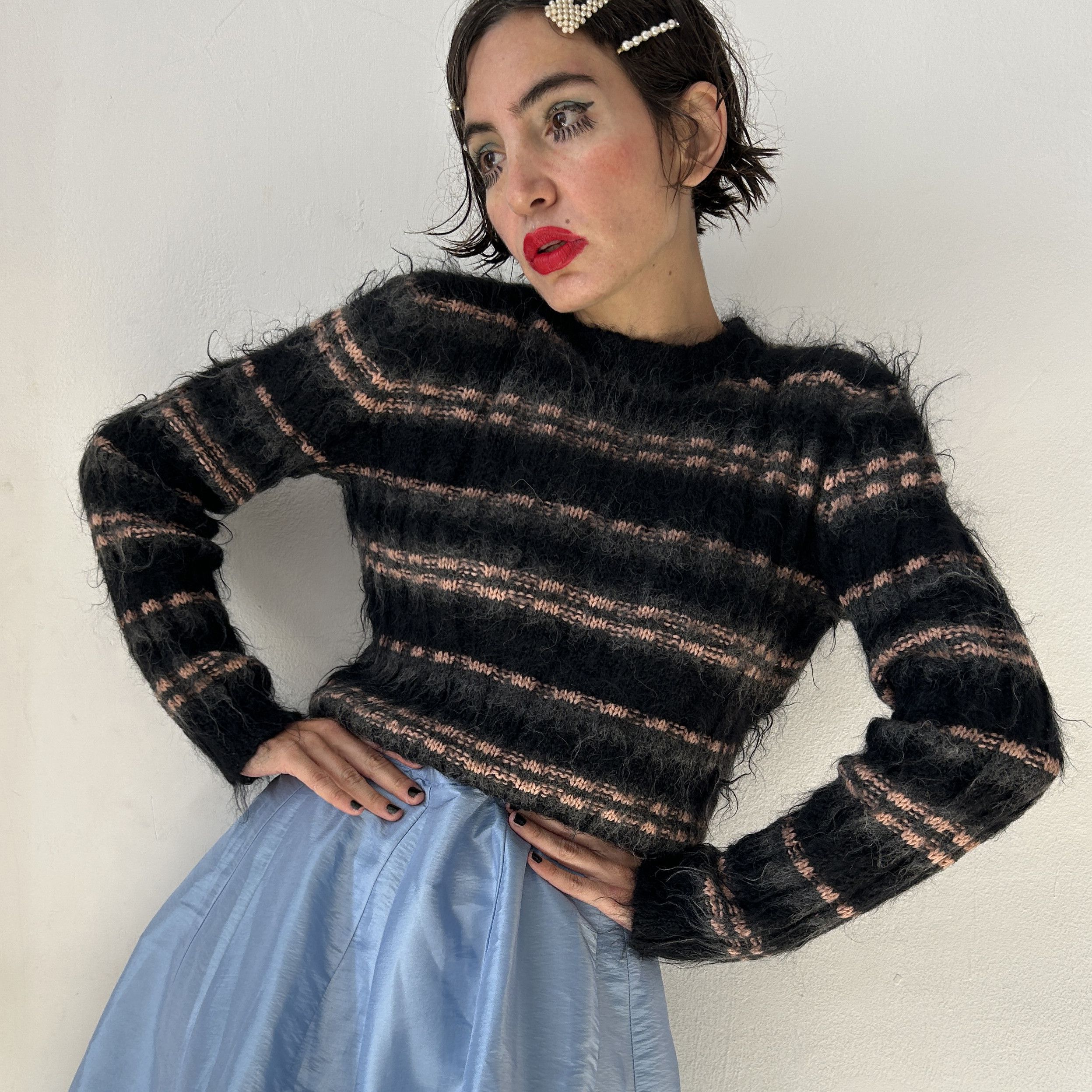 Vintage 90s Mohair Wool Striped Sweater - Main Image