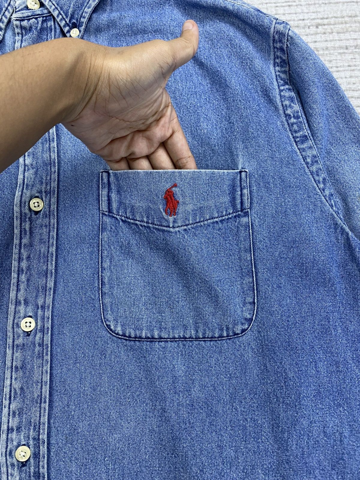 Japanese Brand × Ralph Lauren × Vintage Vintage 90s Polo Ralph Lauren Button Ups Denim Shirt Size US L / EU 52-54 / 3 - 7 Thumbnail
