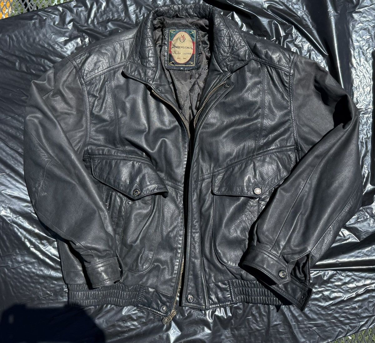 Members Only × Vintage Vintage Members Only Leather Jacket – XL – Bomber Style Size US XL / EU 56 / 4 - 1 Thumbnail
