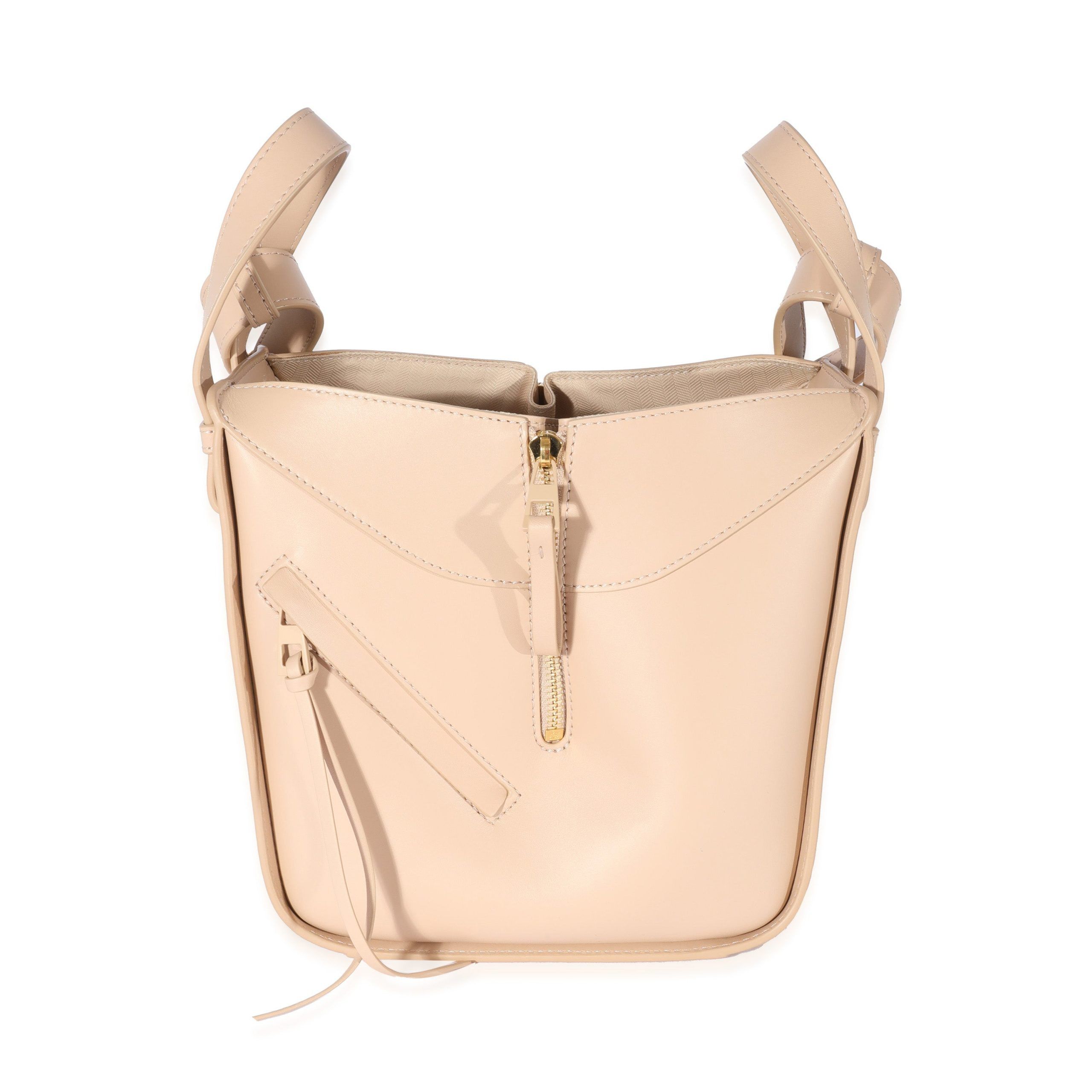 image of Loewe Natural Leather Hammock Nugget Bag in Beige, Women's