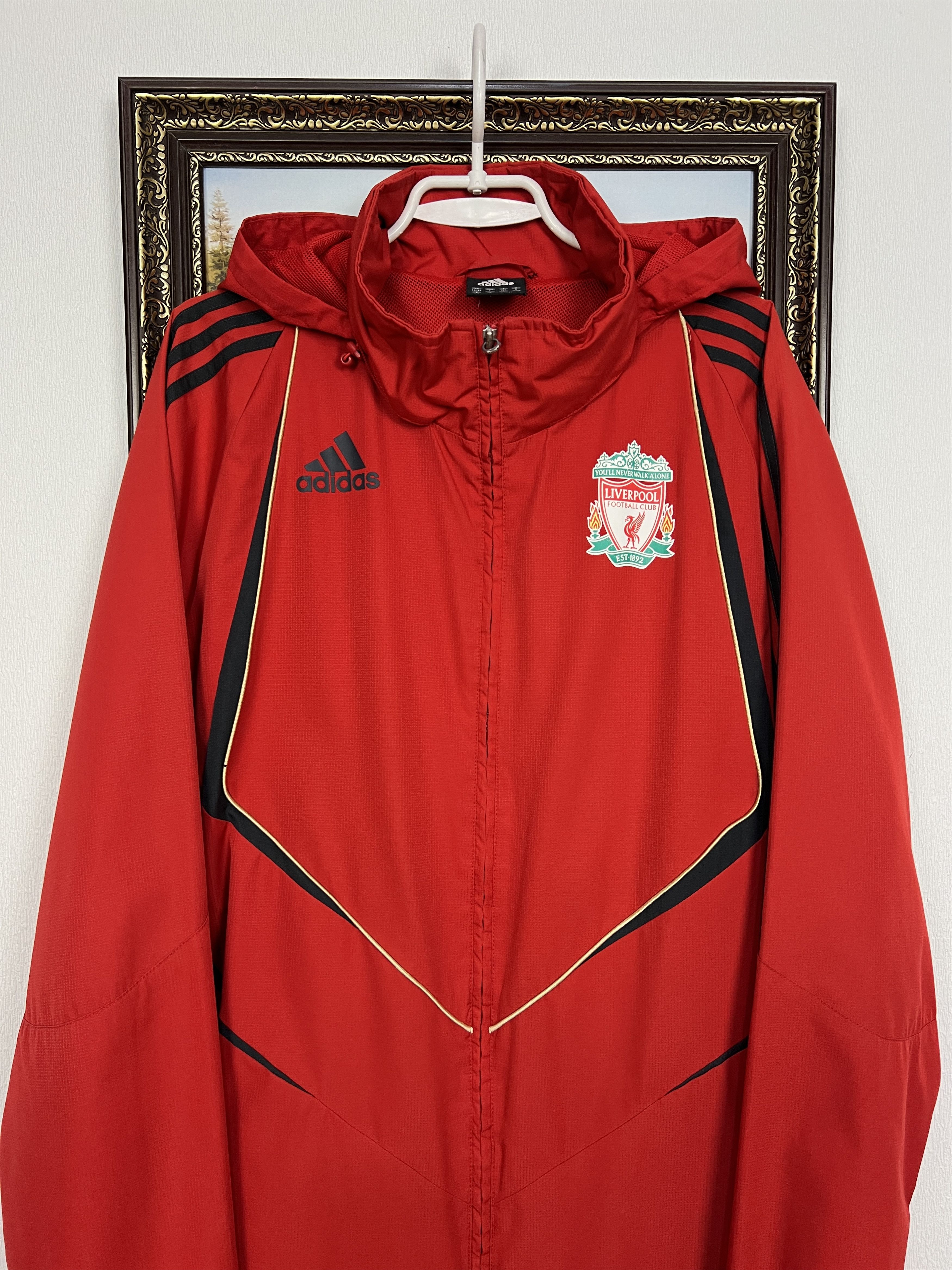 Adidas Vintage Liverpool Football Hooded Jacket Track Top Zip Size US L / EU 52-54 / 3 - 2 Thumbnail