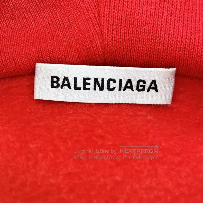 Balenciaga Balenciaga Red Lettering Logo Hooded Sweatshirt Size US M / EU 48-50 / 2 - 5 Thumbnail