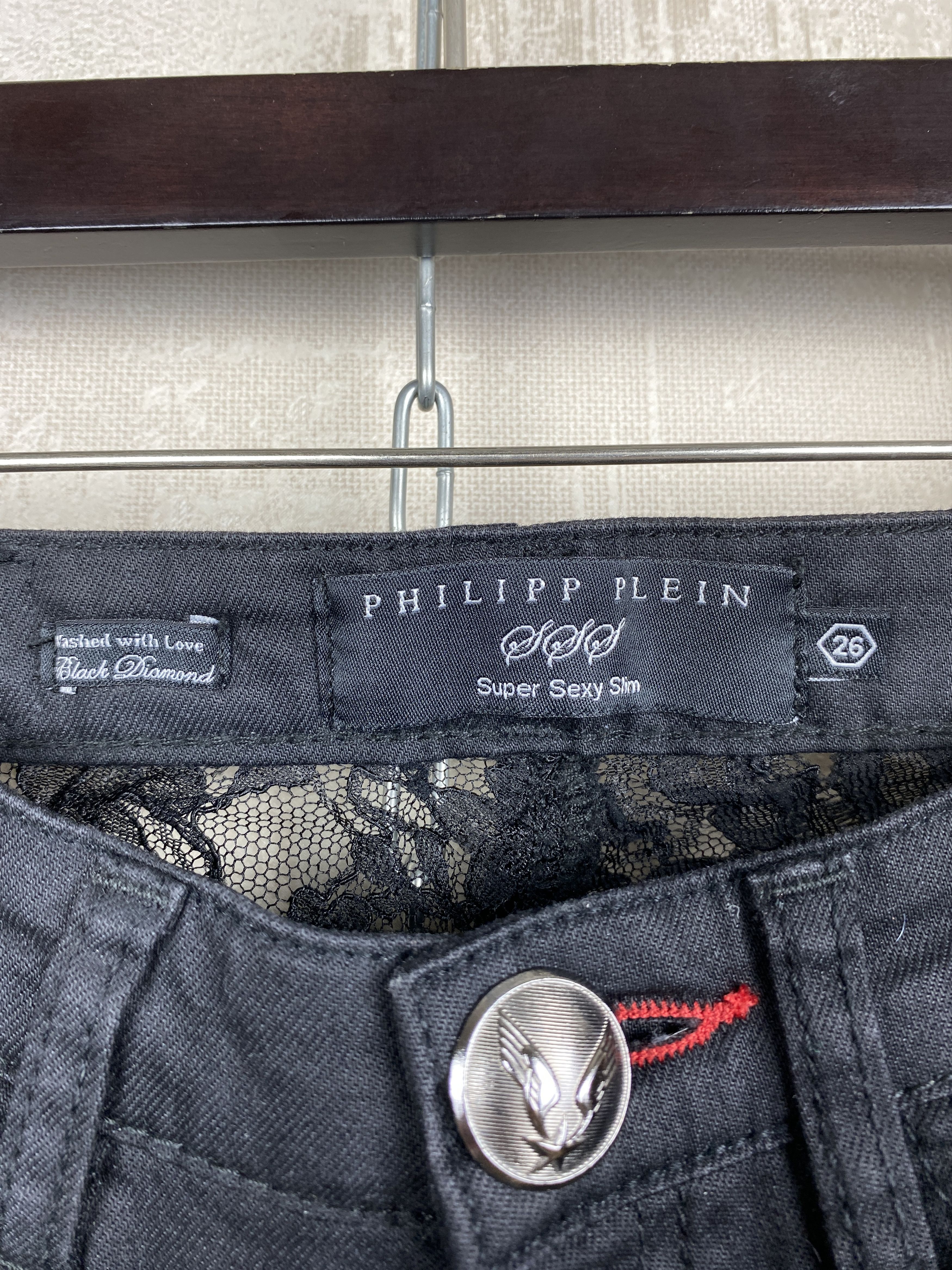 Philipp Plein Philipp Plein Black Diamond Y2K Lace Super Sexy Slim Jeans Size 26" / US 2 / IT 38 - 11 Thumbnail