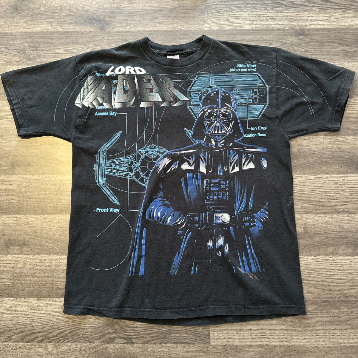 Star Wars Lord Vader T-Shirt Mens XL Black AOP Jerzees 1996