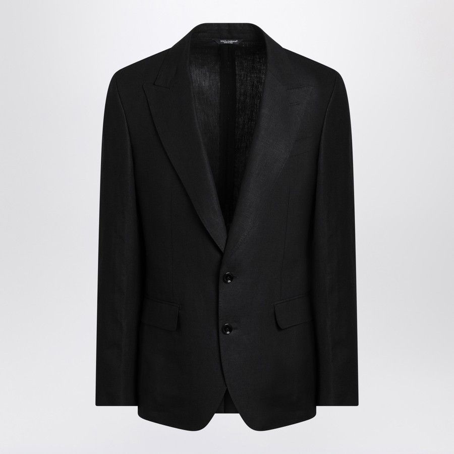 o1d2blof0226 Single Breasted Linen Jacket in Black