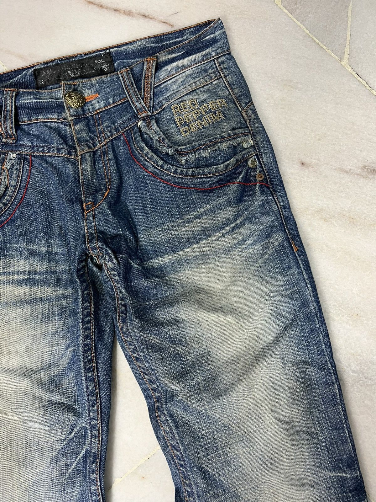 If Six Was Nine × Japanese Brand × Le Grande Bleu (L.G.B.) 💥Flare💥 Crazy 90’s Style Red Pepper Denim Size US 31 - 5 Thumbnail