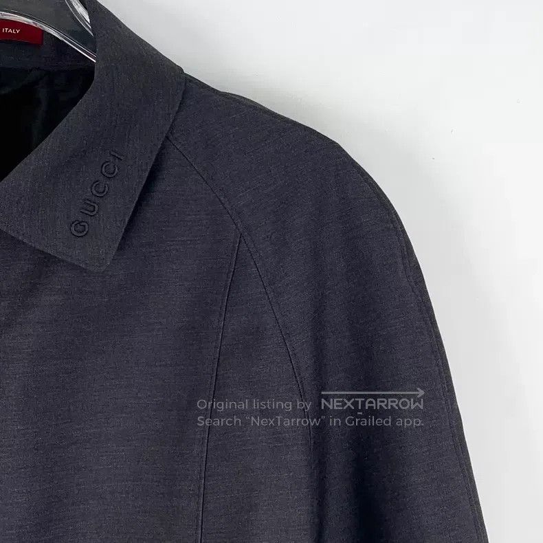 Gucci Gucci Dark gray logo embroidered wool lapel zipper long-sl Size S / US 4 / IT 40 - 3 Thumbnail