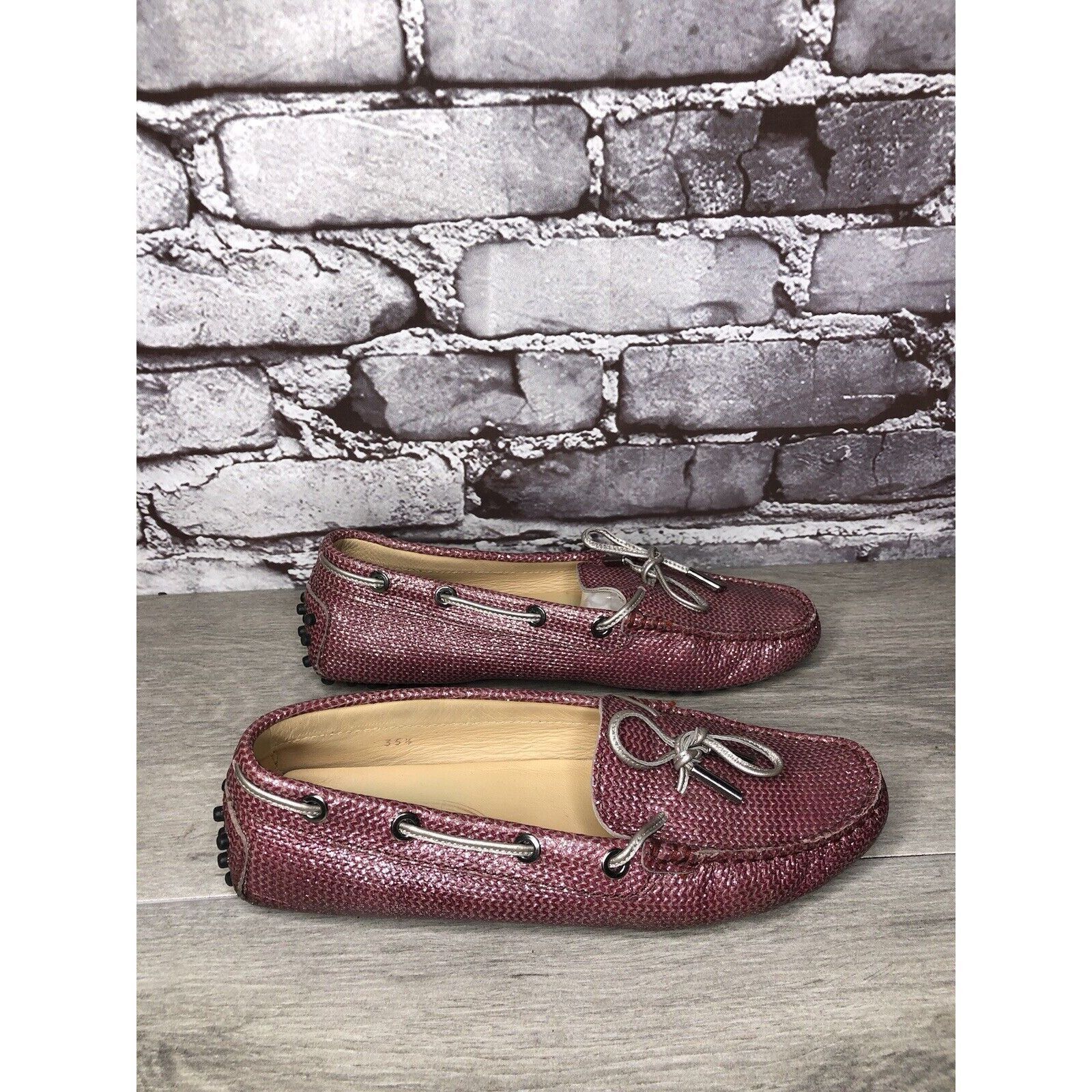 Tod's TODS Pink Metallic Leather Moccasins Driver Loafers Flats Wo Size US 5 / IT 35 - 3 Thumbnail