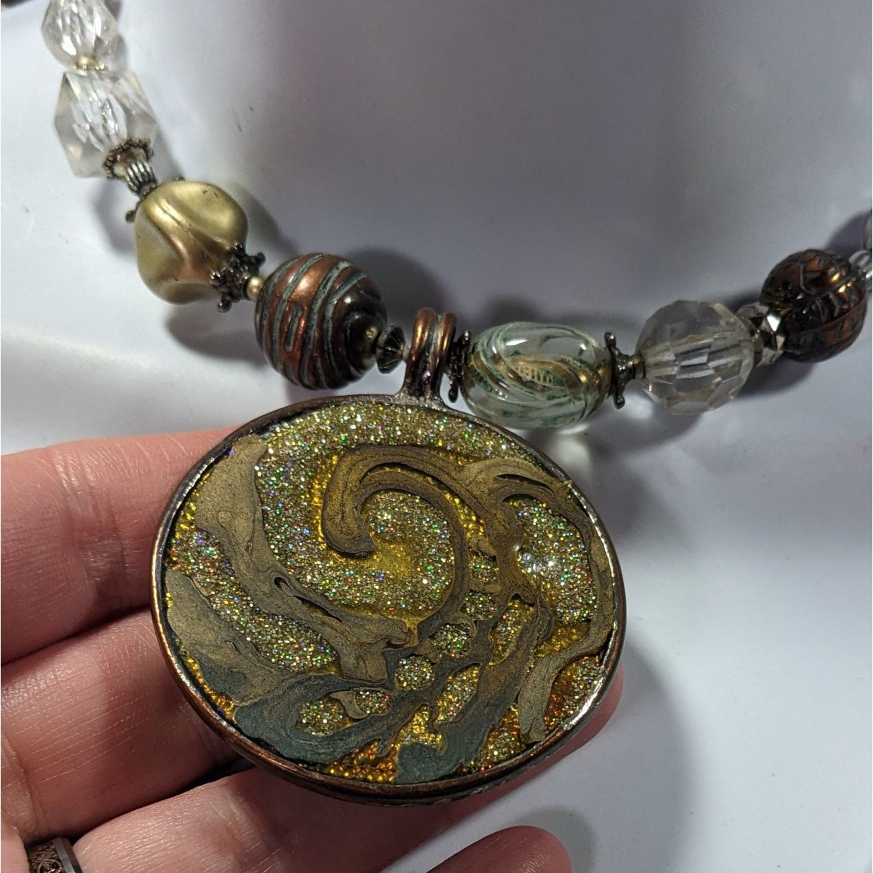 Other Retro Bohemian Glitter Medallion Beaded Coil Necklace Size ONE SIZE - 7 Thumbnail
