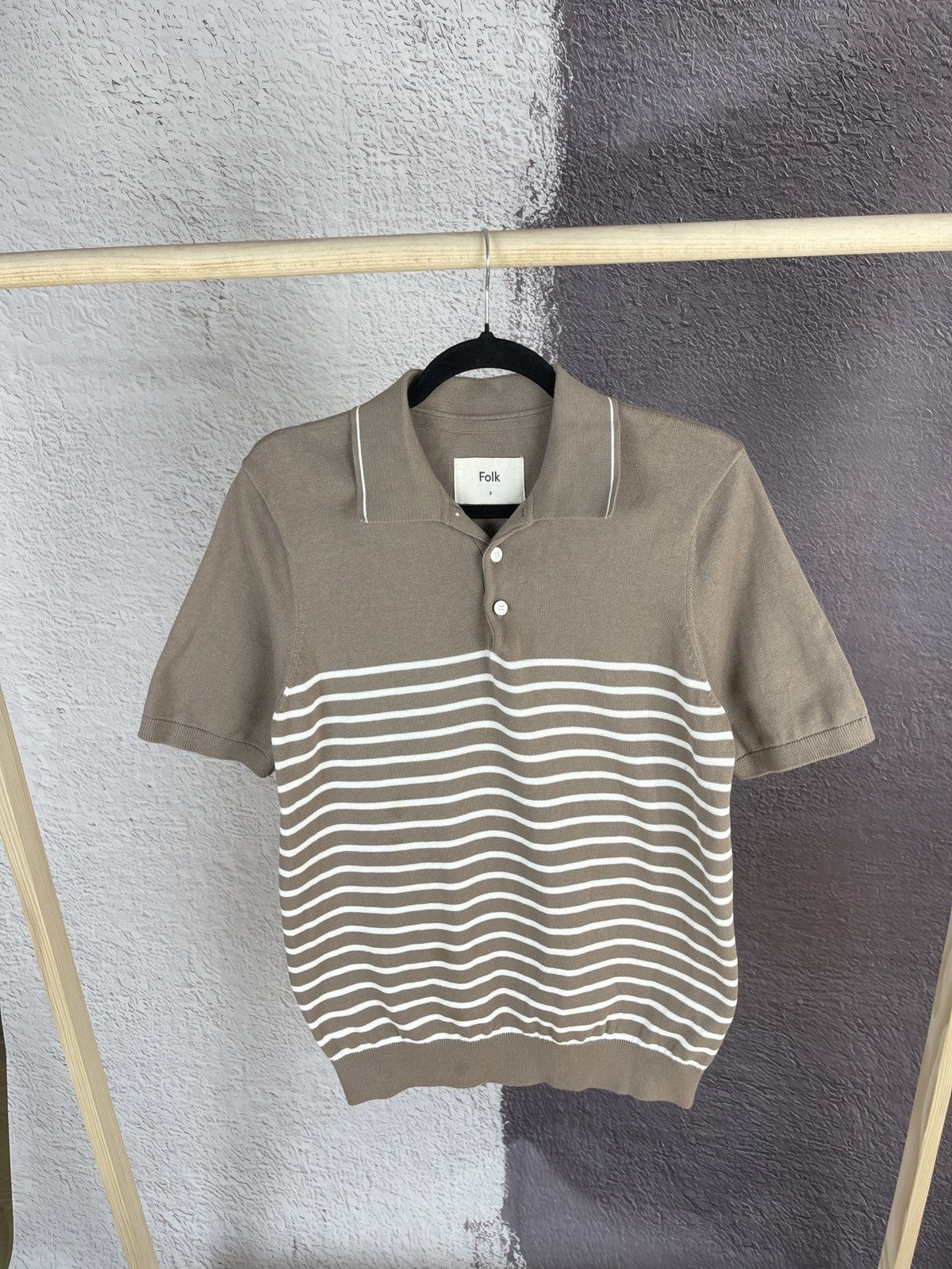 Folk Folk beige striped polo tee shirt Size US M / EU 48-50 / 2 - 1 Thumbnail