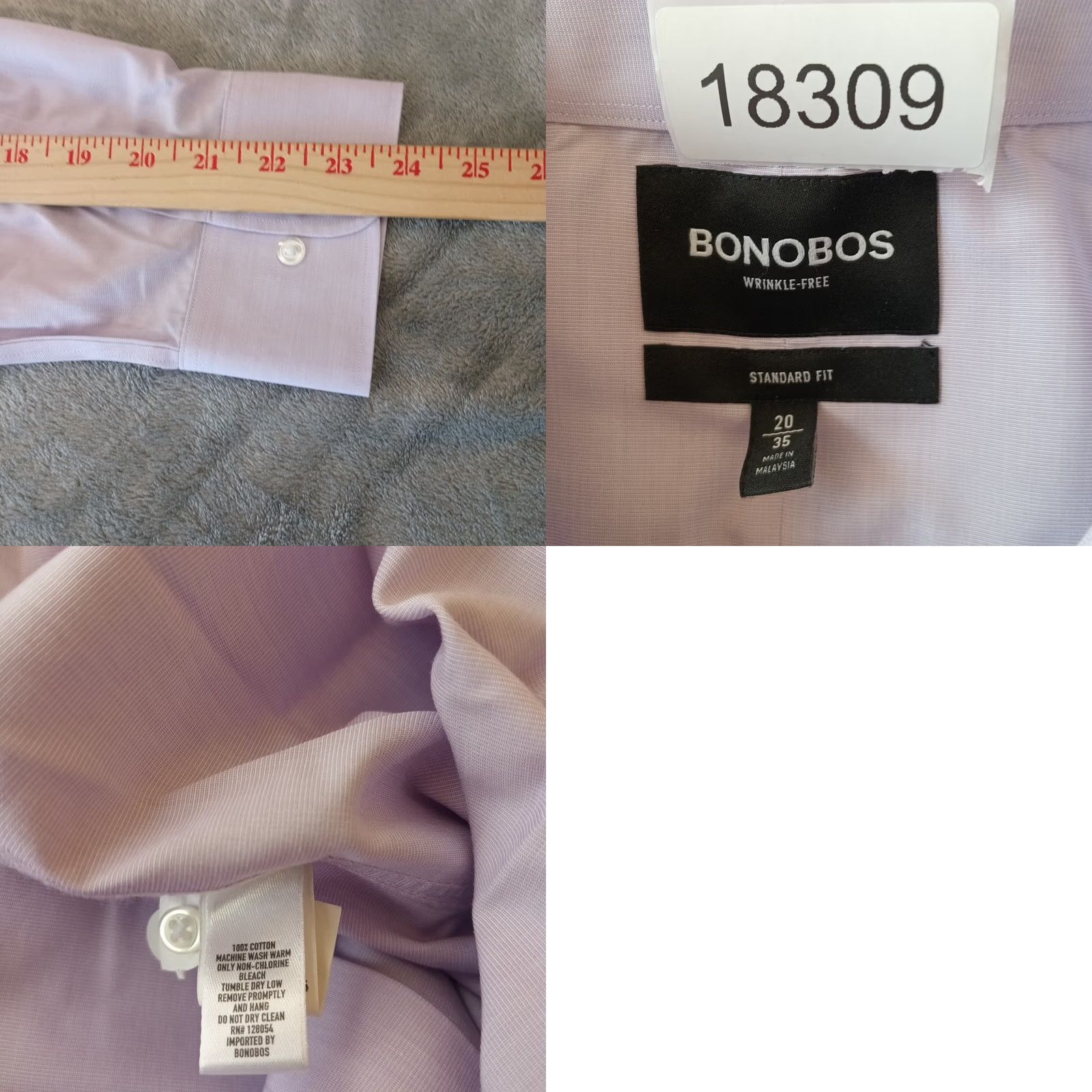 Bonobos Bonobos Shirt Mens Size 20 Purple Long Sleeve Button-Up Cotton Shirt Size US XXL / EU 58 / 5 - 8 Thumbnail