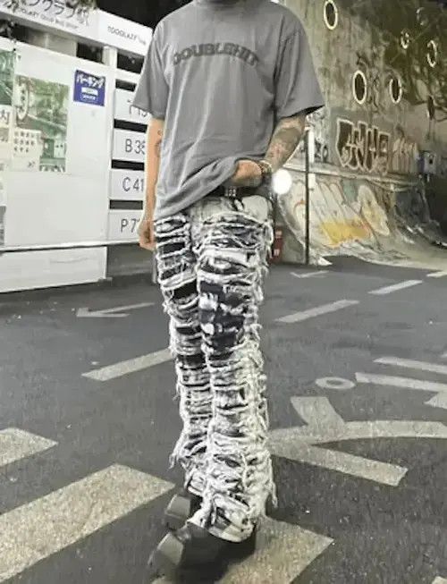 Opium Distressed Baggy Stack Jeans