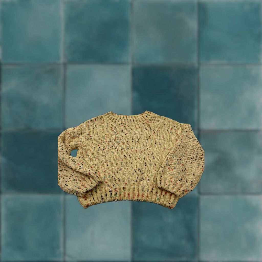 Vintage Blu Pepper Sweater Womens Large Yellow Confetti Knit Crewneck Pullover Soft Size L / US 10 / IT 46 - 1 Thumbnail