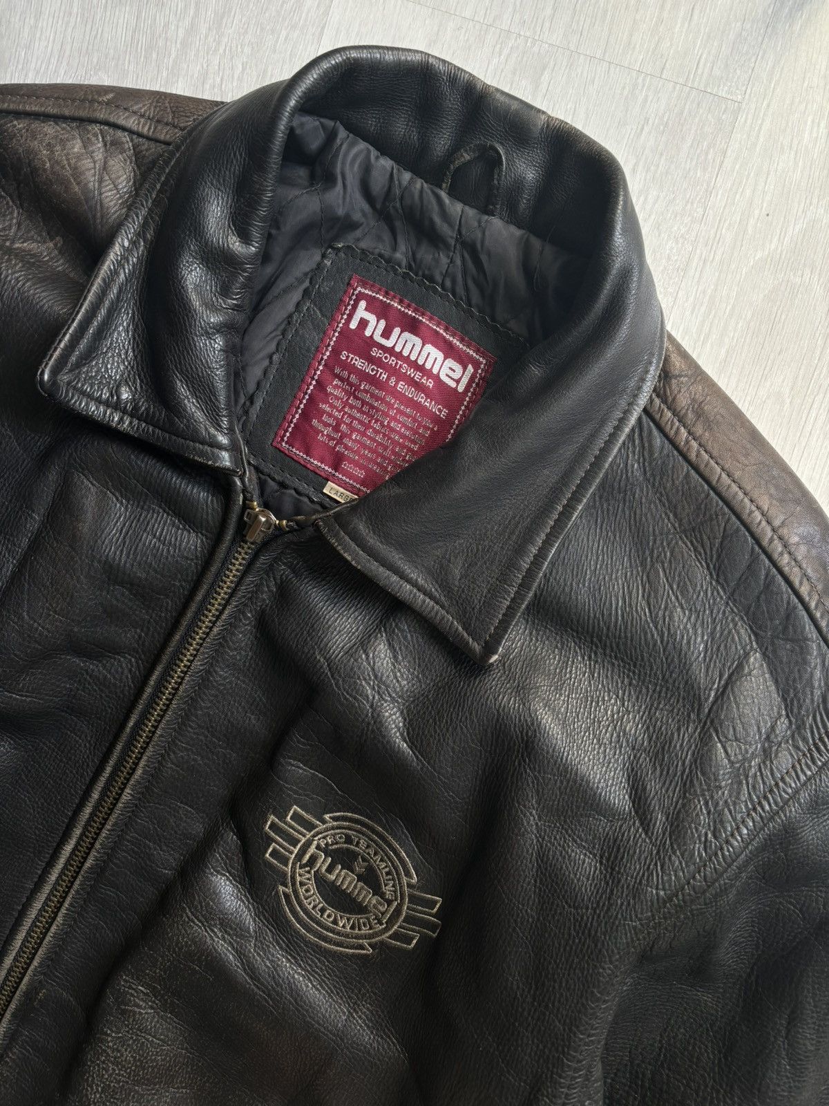 Hummel Vintage Hummel Leather bomber Jacket Size US L / EU 52-54 / 3 - 3 Thumbnail