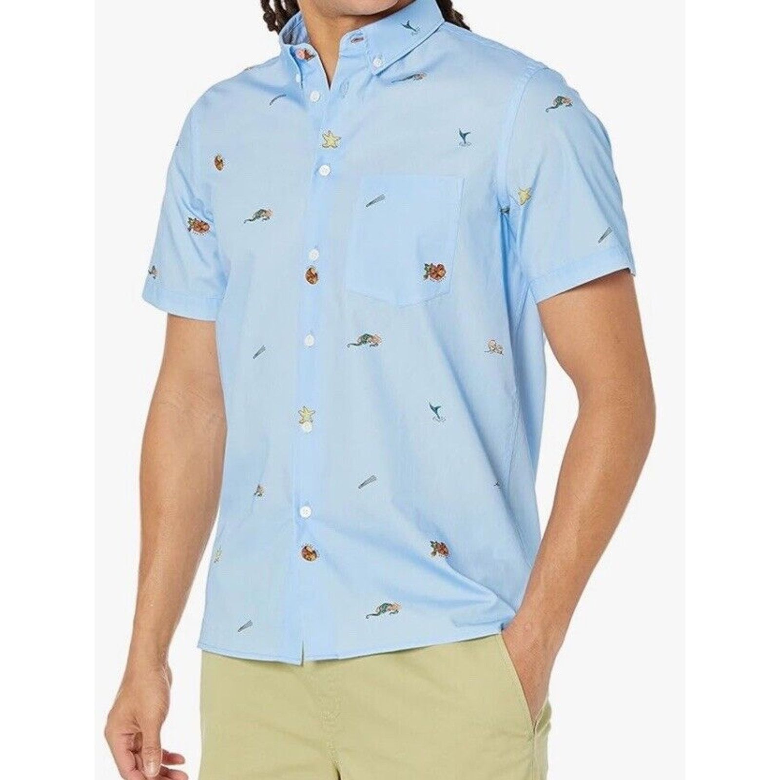 Paul Smith NWT $175 PAUL SMITH Blue Short Sleeve Beach Motif Shirt. Size US M / EU 48-50 / 2 - 1 Thumbnail