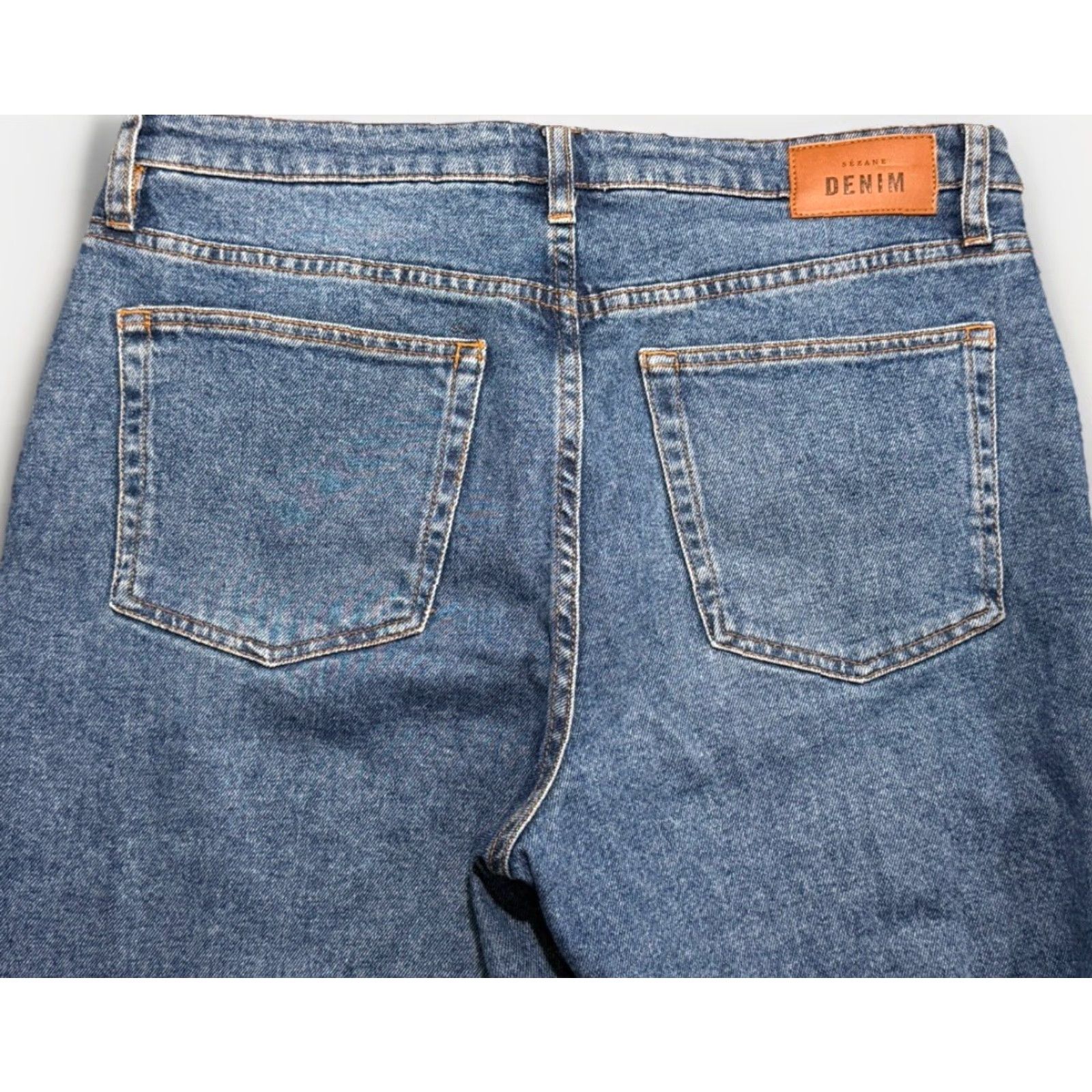 Vintage Sezane Jeans Button Fly Straight Womens 34 34x26.5 Blue Cotton Elastane 42 EU Morocco Size 24" / US 00 / IT 34 - 6 Thumbnail