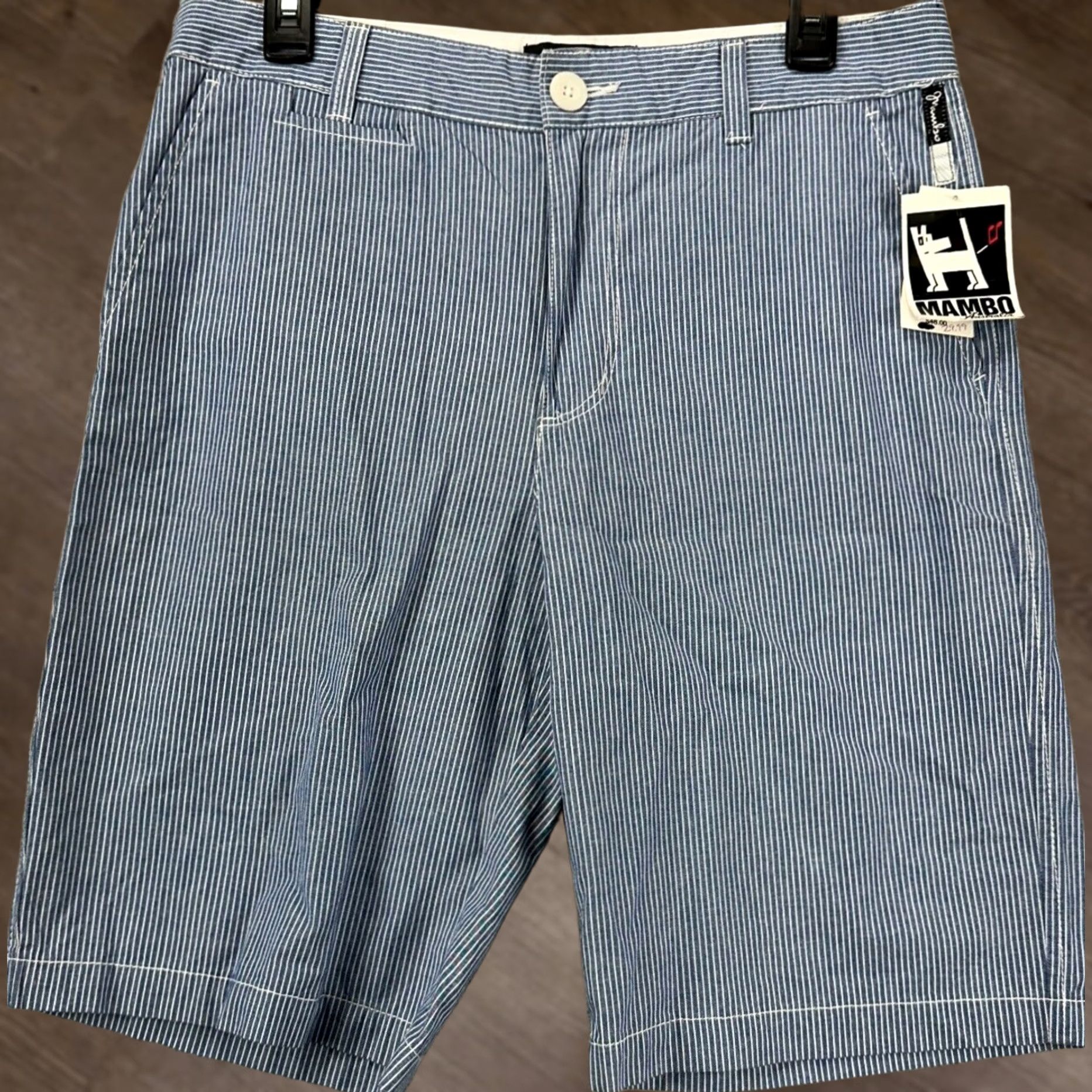 Mambo Mambo Shorts Mens 30 Dark Blue Pinstripe Khakis Casual Flat Front Pockets NEW UI DP Size US 30 / EU 46 - 1 Thumbnail