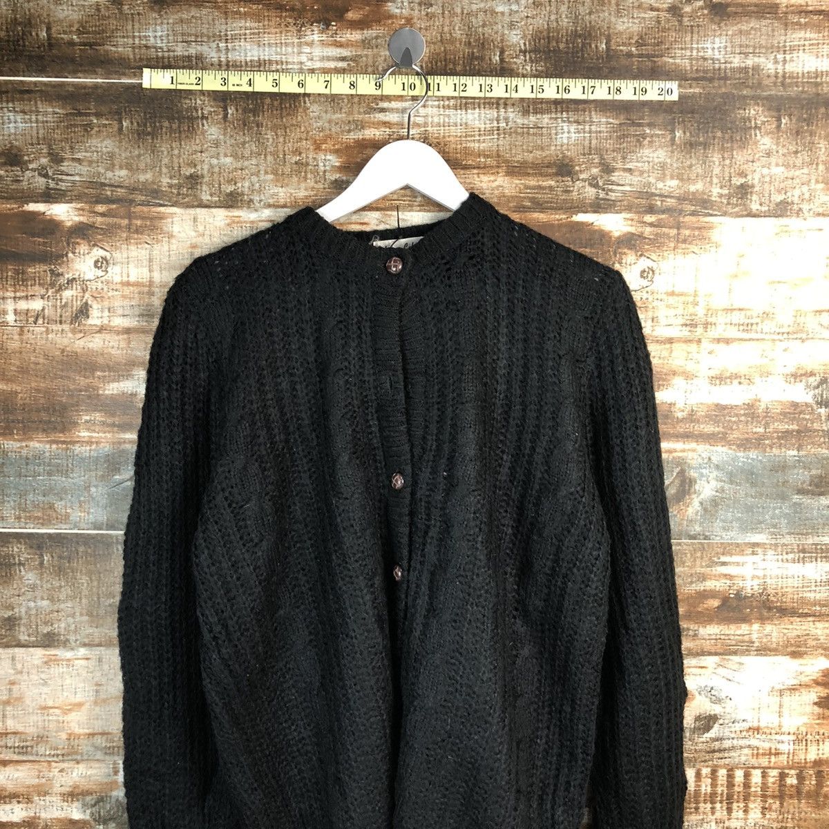Aran Isles Knitwear View Life Black Patterned Cardigan knitwear #A1686 Size XL / US 12-14 / IT 48-50 - 2 Thumbnail