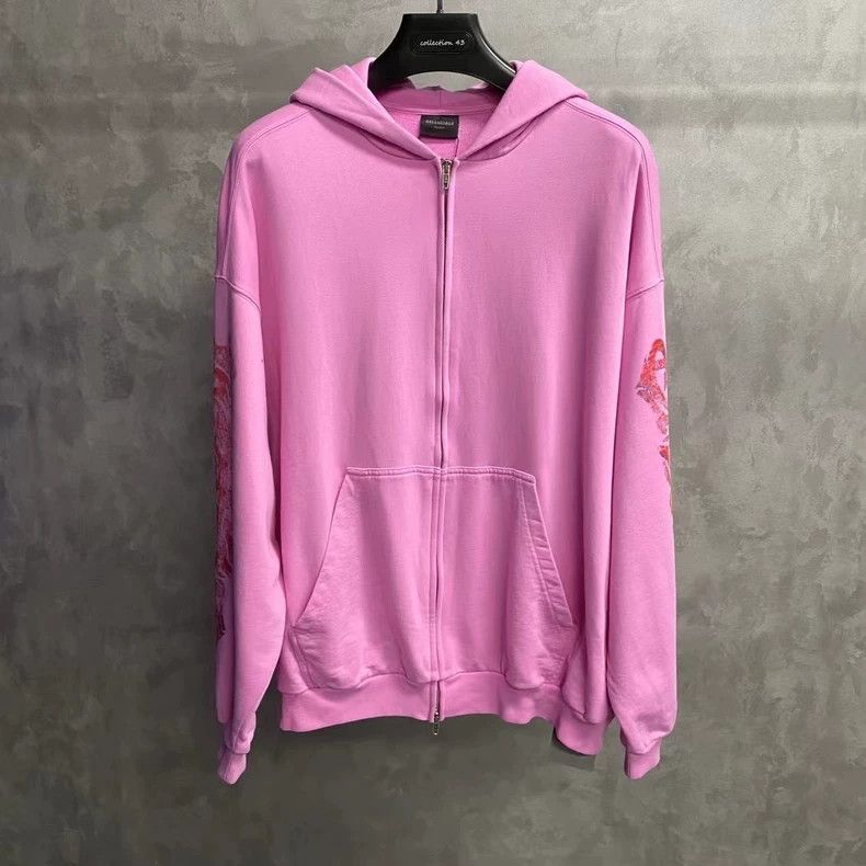 Balenciaga Balenciaga 2024 Pink Logo Zip Hoodie Size US M / EU 48-50 / 2 - 1 Thumbnail