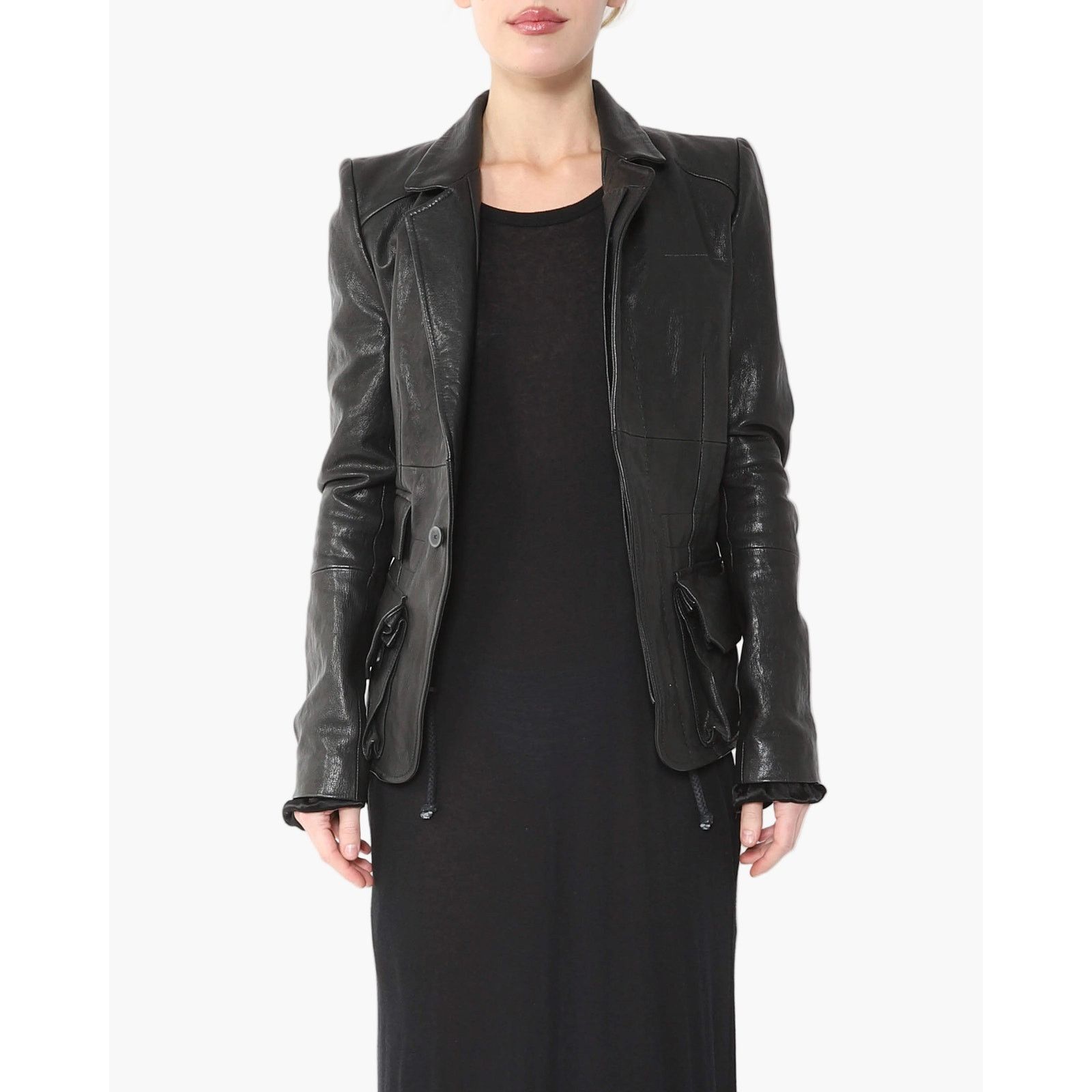 Haider Ackermann FW16 Military Blazer in Black Leather Size XS / US 0-2 / IT 36-38 - 1 Thumbnail