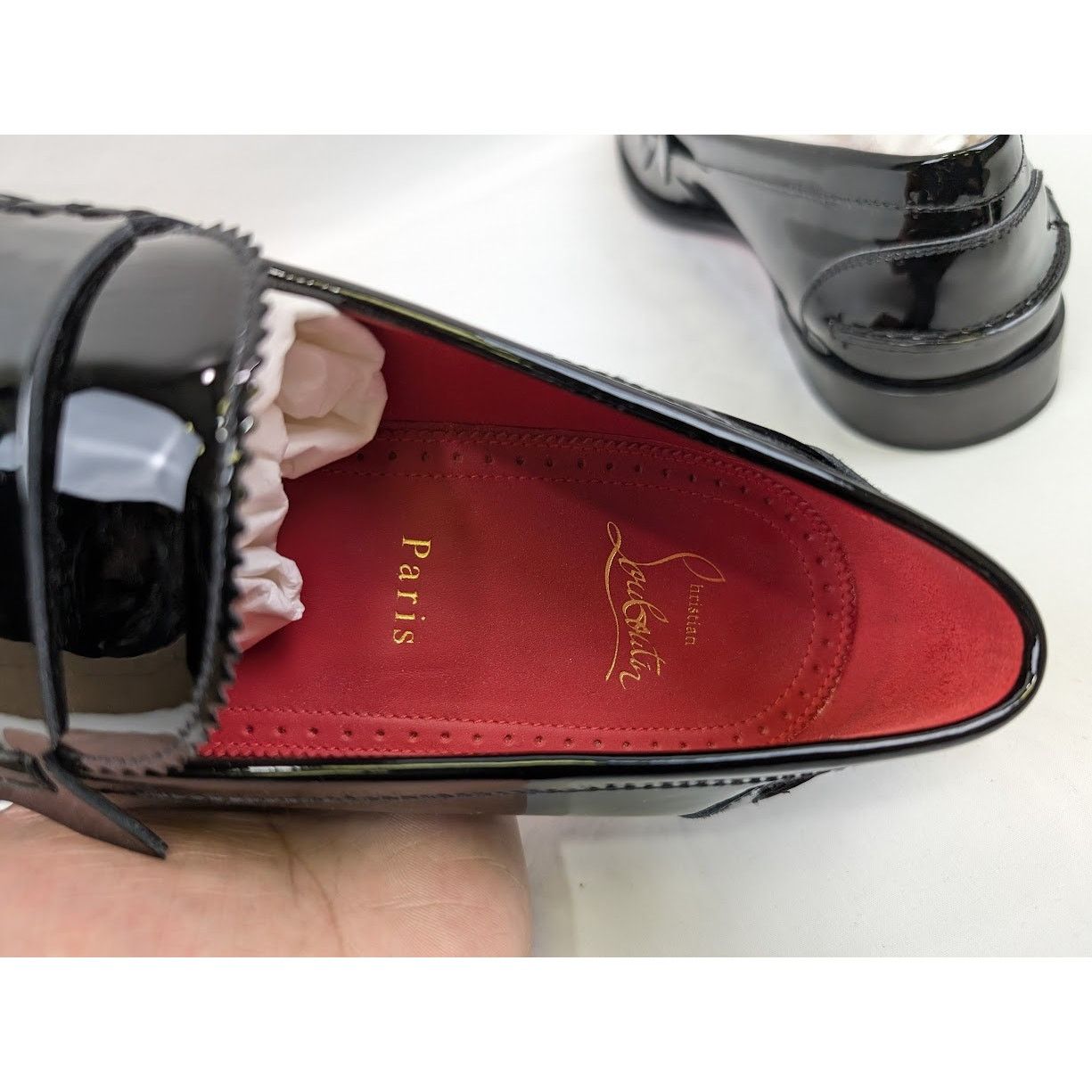 Christian Louboutin o1rshd1 Patent No Penny Flat Shoes in Black/Silver Size US 8.5 / EU 41-42 - 20 Thumbnail