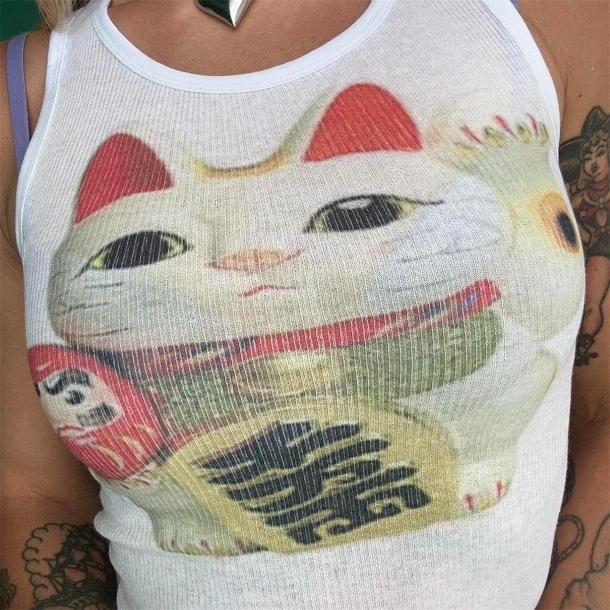 Other Waving Kitty Ribbed Tank 🐈🇯🇵 Size M / US 6-8 / IT 42-44 - 2 Thumbnail