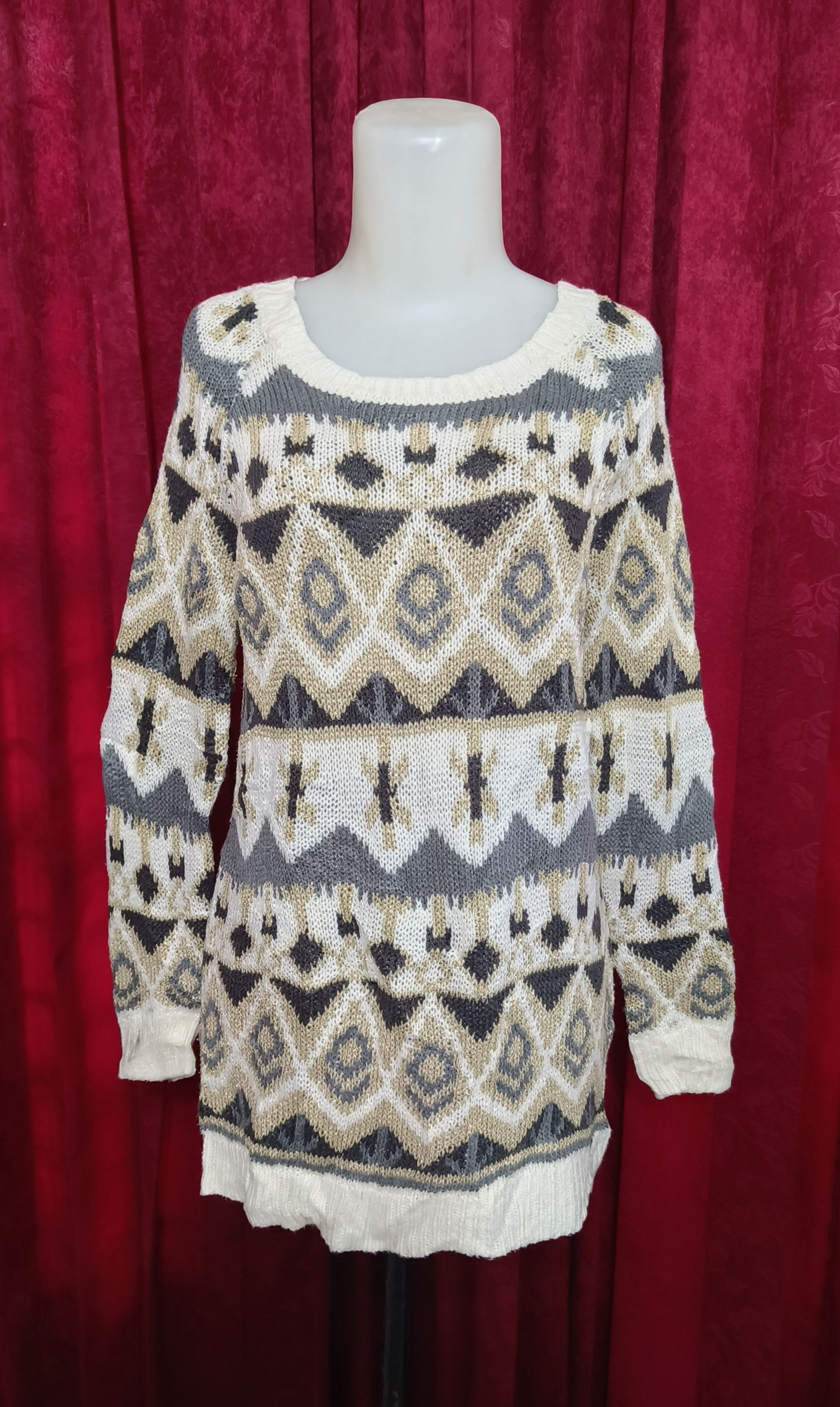Other Vintage 90s GARAGE Women's Ethnic Striped Long Knit Sweater Size S / US 4 / IT 40 - 8 Thumbnail