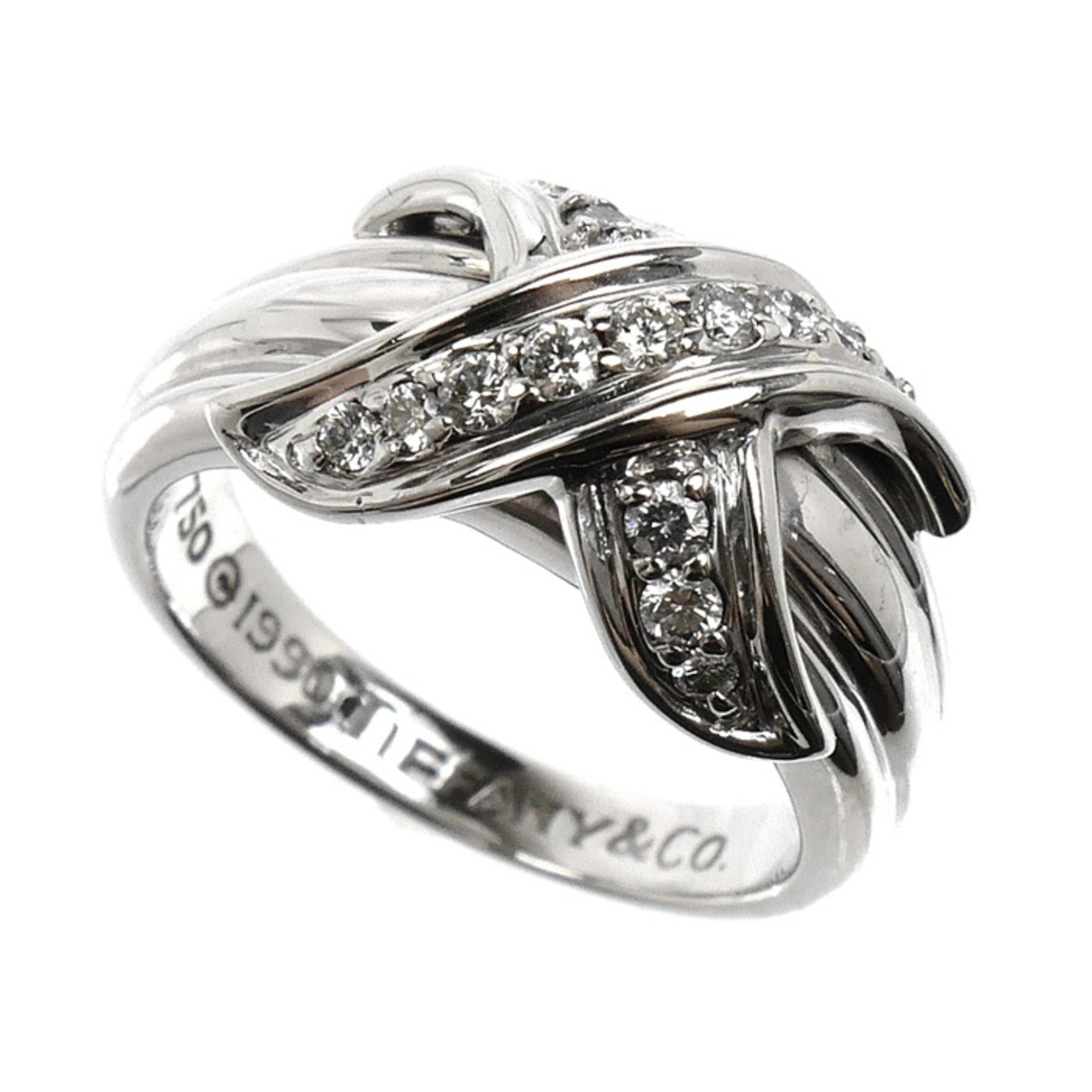 Tiffany & Co. TIFFANY&Co. Tiffany & Co. 18KWG White Gold Signature Ring with Diamonds, 5.9g, Women's Size ONE SIZE - 1 Thumbnail