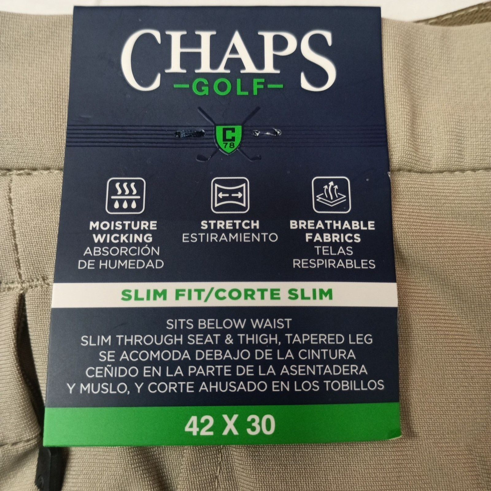 Chaps Chaps Golf Slim Fit Pants Mens 42x30 Khaki Stretch Waistband Size US 42 / EU 58 - 2 Thumbnail