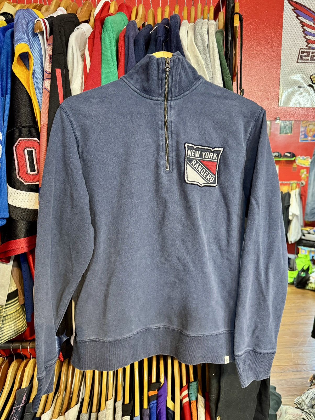 NHL × Vintage New York Rangers Vintage 3/4 Zip Sweater Sweatshirt Size US M / EU 48-50 / 2 - 2 Thumbnail
