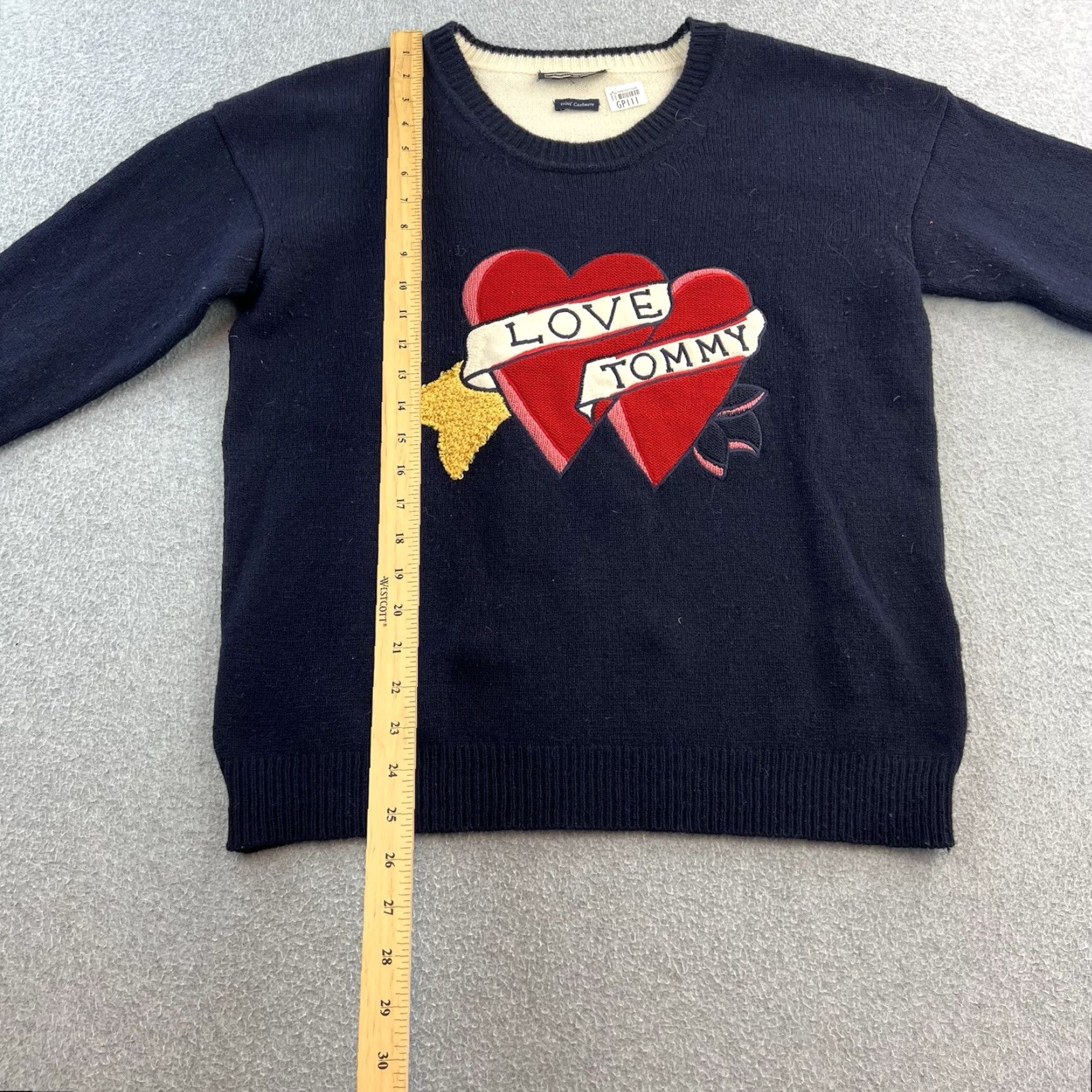 Tommy Hilfiger Tommy Hilfiger Sweater Womens Large Blue Long Sleeve Heart Graphic Wool Cashmere Pullover Size L / US 10 / IT 46 - 3 Thumbnail