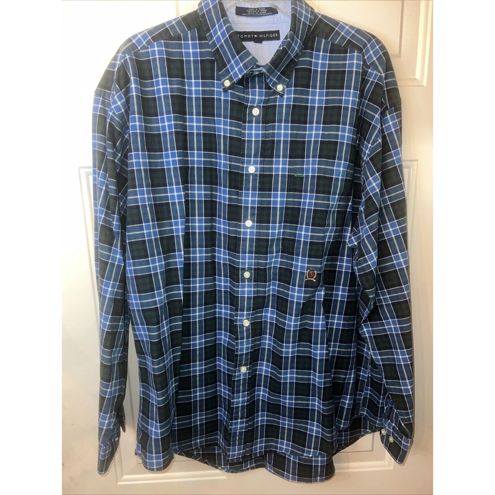 Tommy Hilfiger Tommy Hilfiger Men’s Button Down Shirt XL Blue Green Plaid Size US XL / EU 56 / 4 - 1 Thumbnail