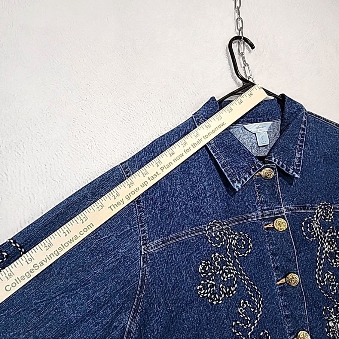 Denime VINTAGE CJ Banks Women's Denim Embroidered Button-Up Shirt Jacket 2X Blue 90s Shacket Casual Womens Size XXL / US 16-18 / IT 52-54 - 7 Thumbnail