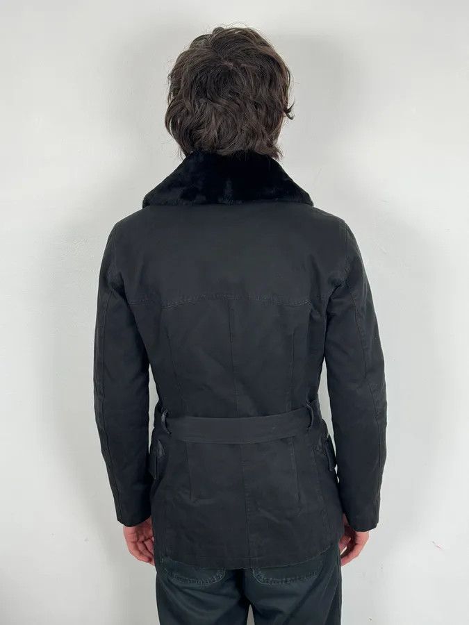 Vintage Rykiel Black Faux Fur Premium Belted Officer Jacket Size 40R - 3 Thumbnail