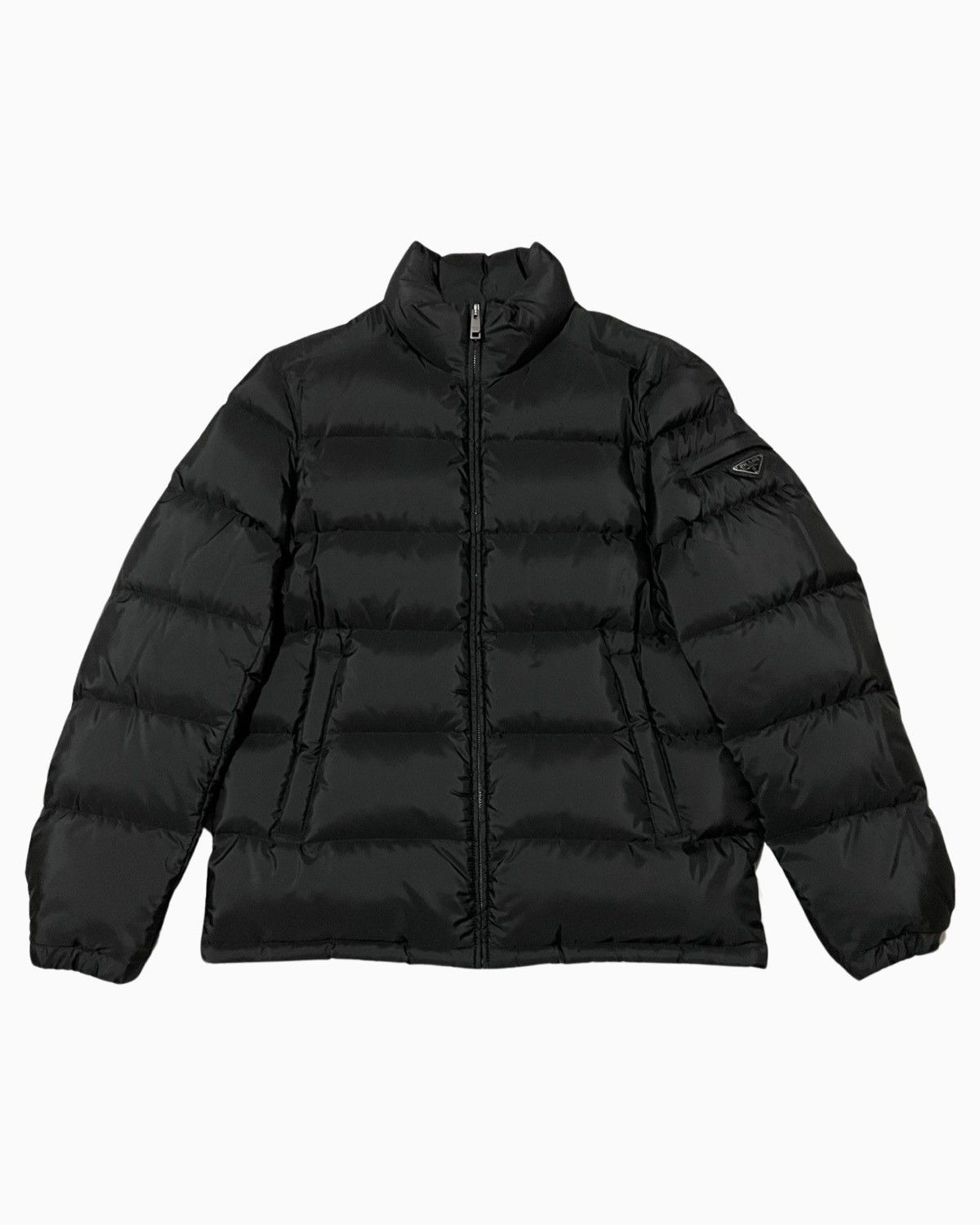 image of Prada Nylon Goose Down Puffer Jacket in Black, Men's (Size Small)