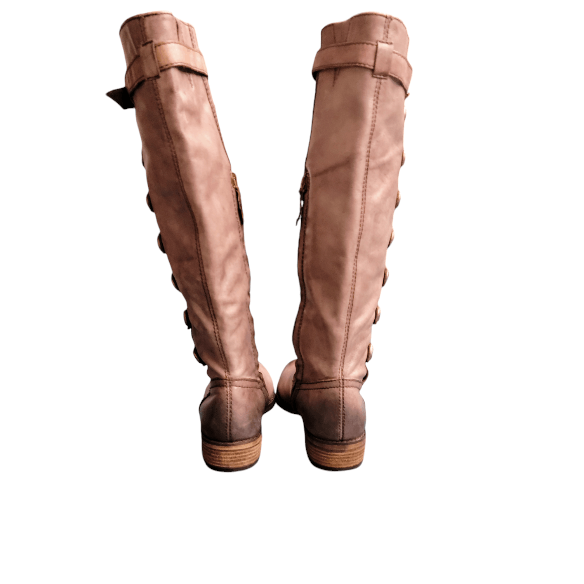 NBDN Nobrandedon Arturochiang Brown Distressed Leather Tall Riding Boots Size US 8.5 / IT 38.5 - 5 Thumbnail