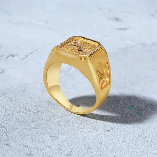 Vintage Gold Plated Bird Stamp Bird Rings Size ONE SIZE - 4 Thumbnail